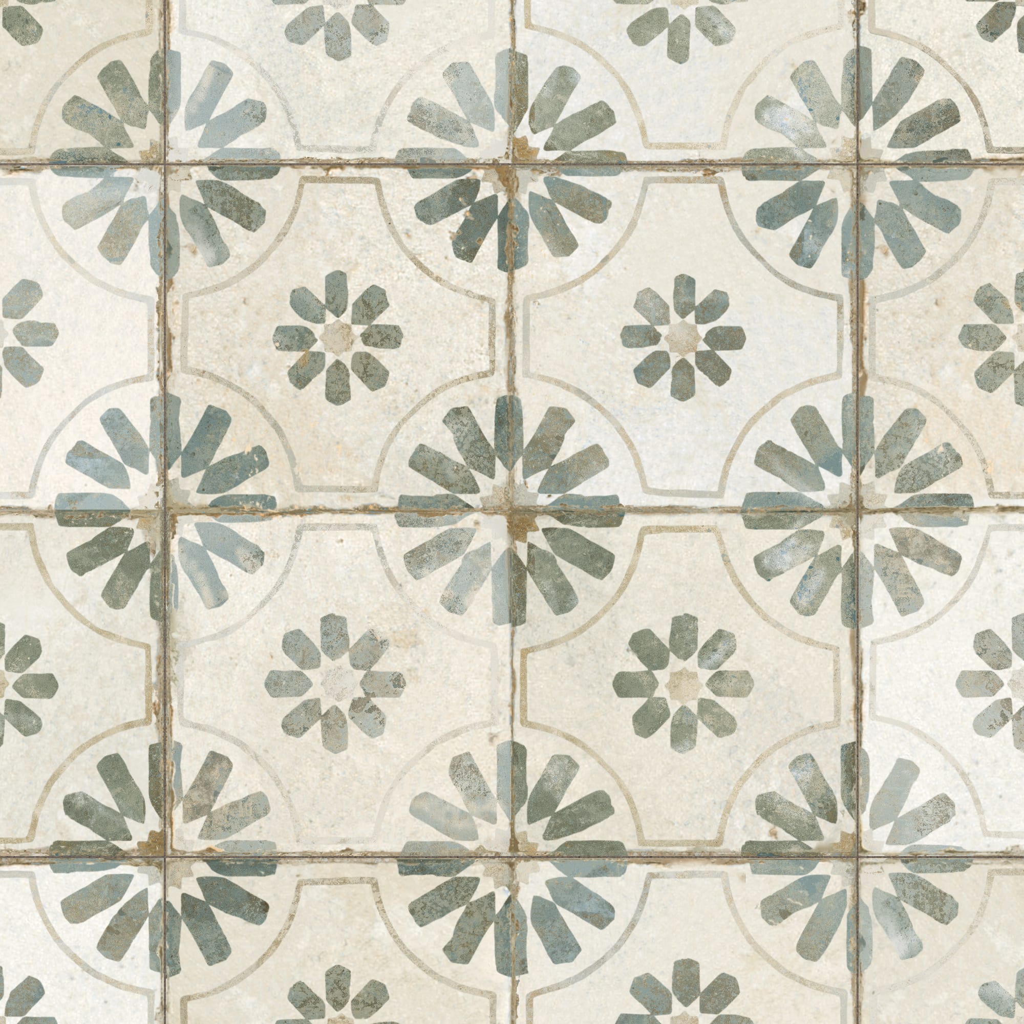 Carrelage Vintage effet Carreau ciment Vert 45x45x0,95 cm Selvara - Sol et mur intérieur
