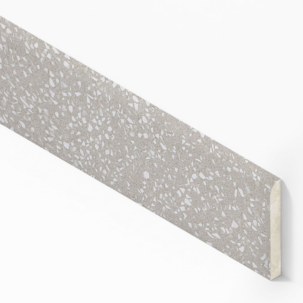 Plinthe carrelage effet Terrazzo Gris Perle 60x7,2 cm Mat Calviera