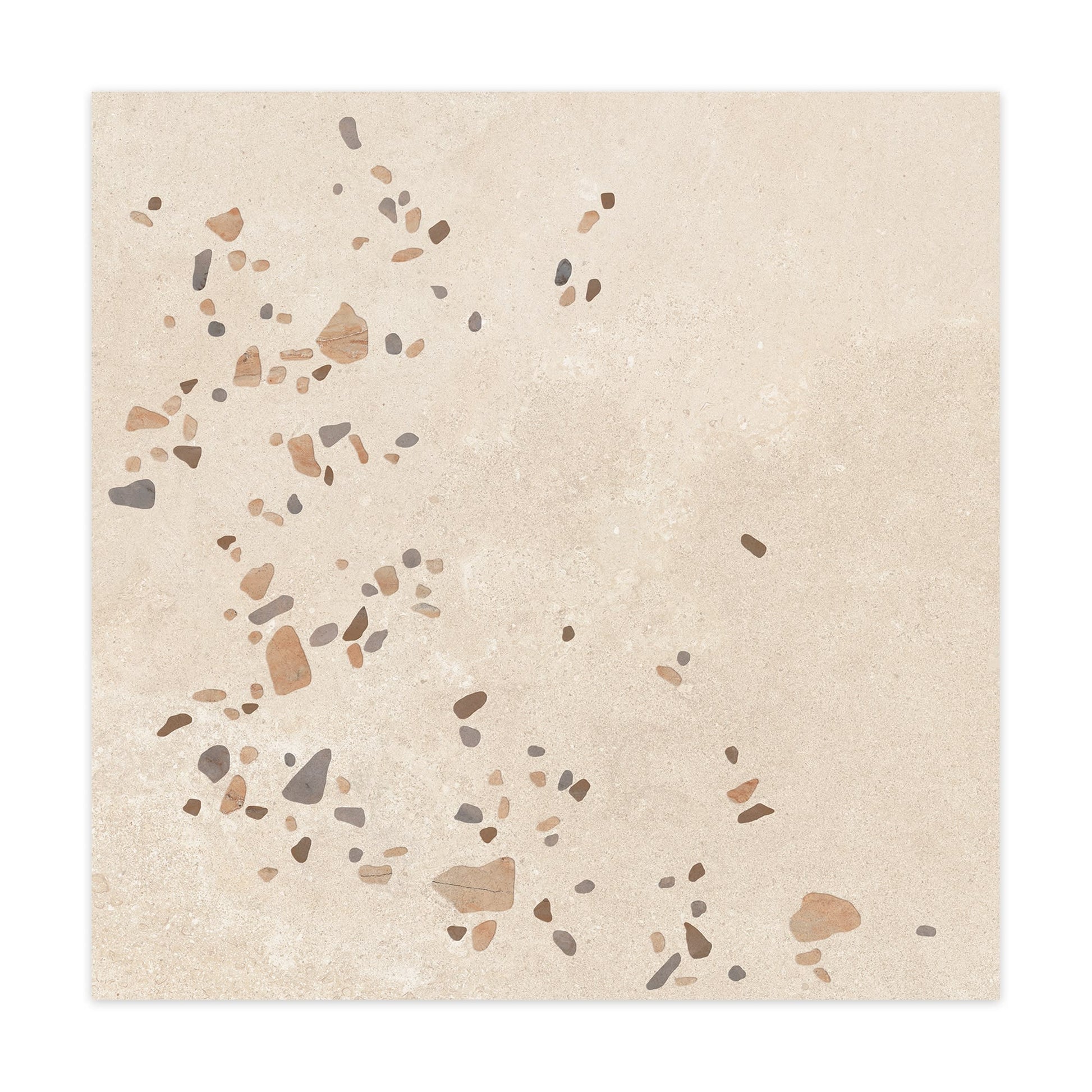 Carrelage effet Terrazzo Beige Sable 90x90x0,9 cm Alvior - Sol et mur intérieur