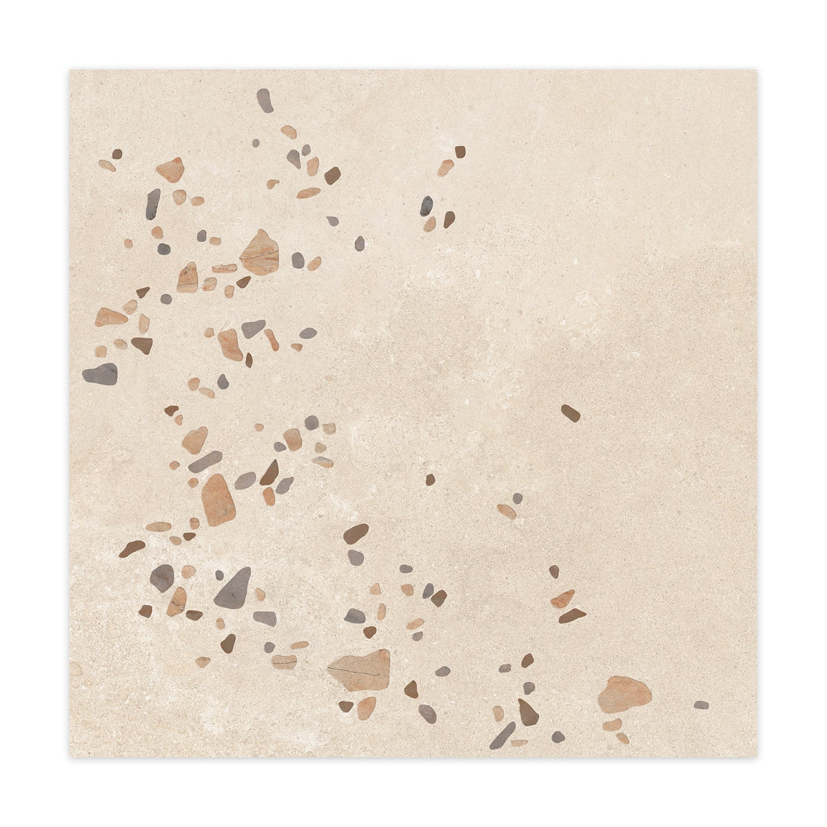 Carrelage effet Terrazzo Beige Sable 90x90x0,9 cm Alvior - Sol et mur intérieur