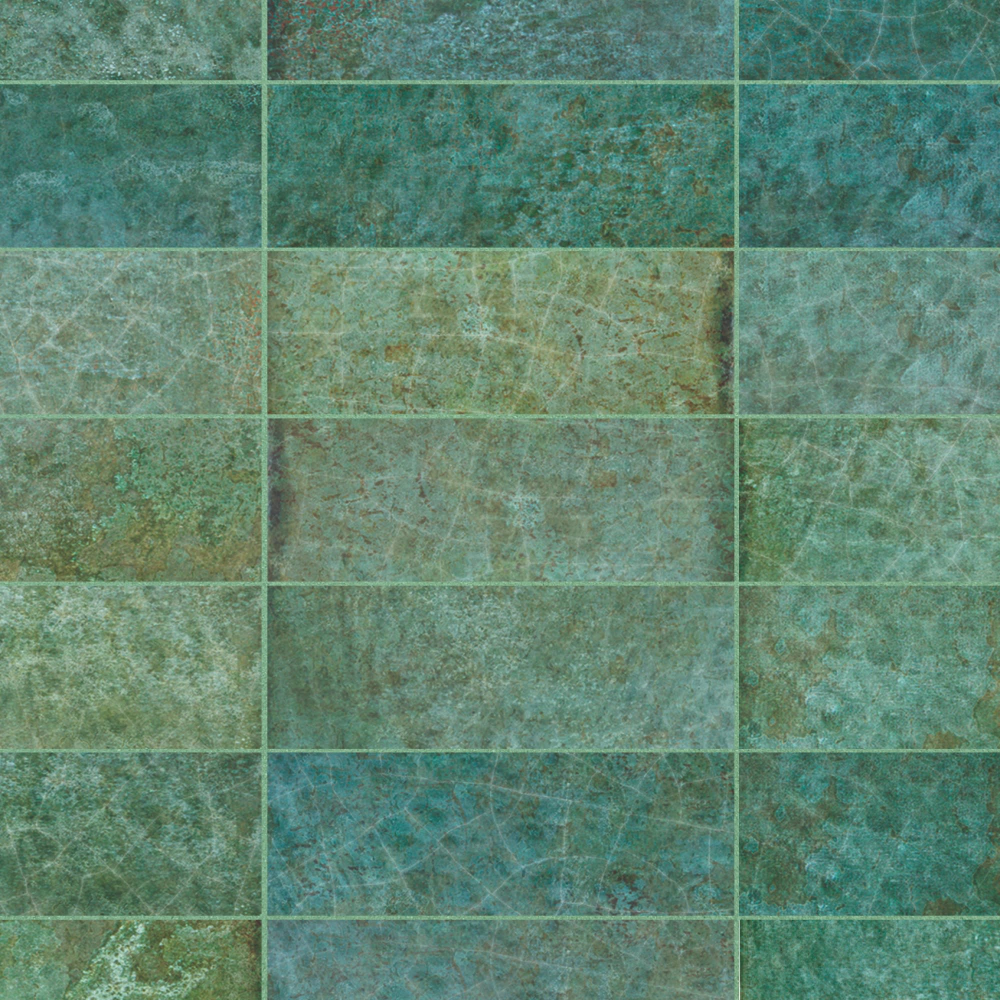 Carrelage effet Zellige Vert 20x6,5x0,85 cm Caldero - Mur intérieur