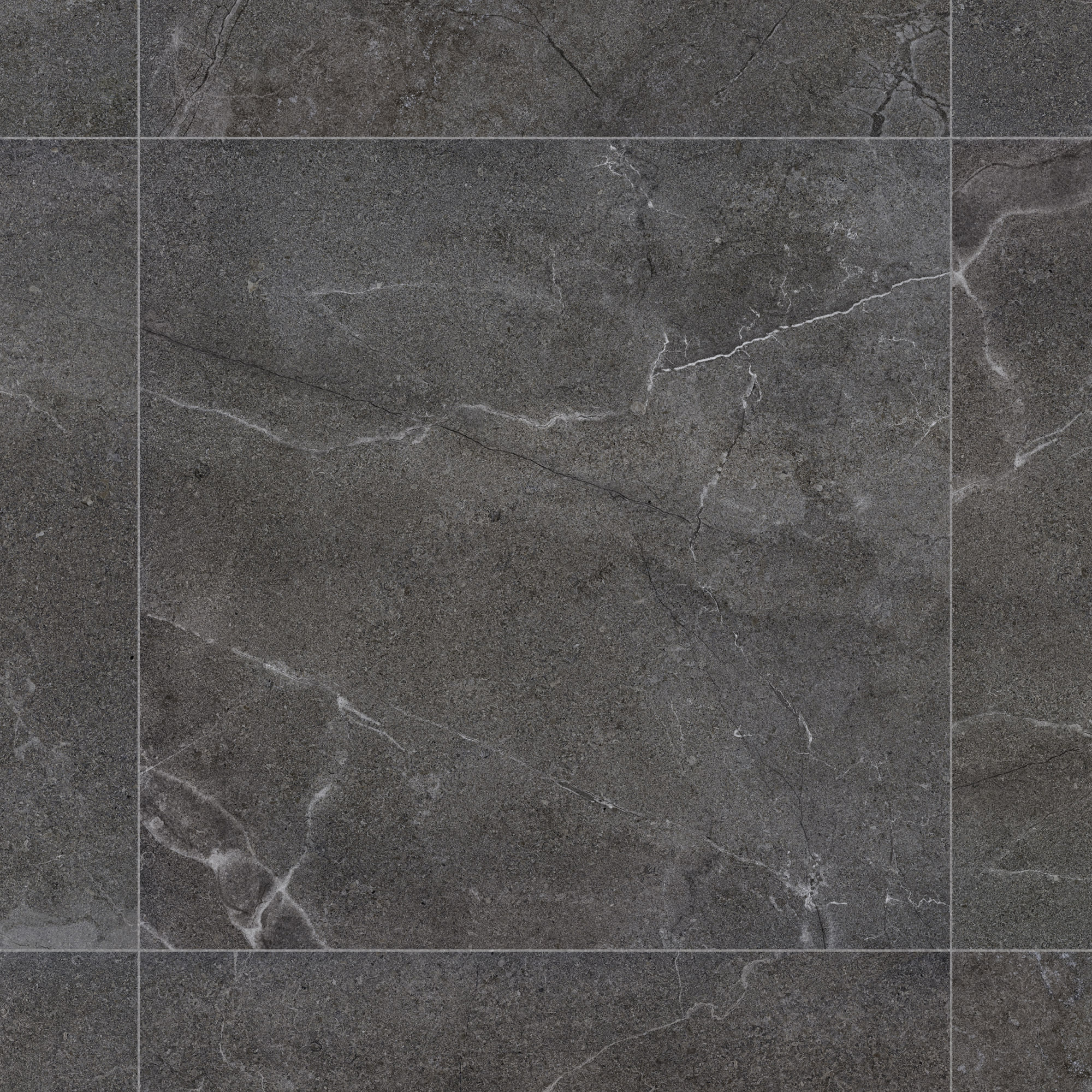 Carrelage effet Pierre Gris Anthracite 90x90x0,9 cm In&Out Luzerio - Sol et mur intérieur et Sol extérieur