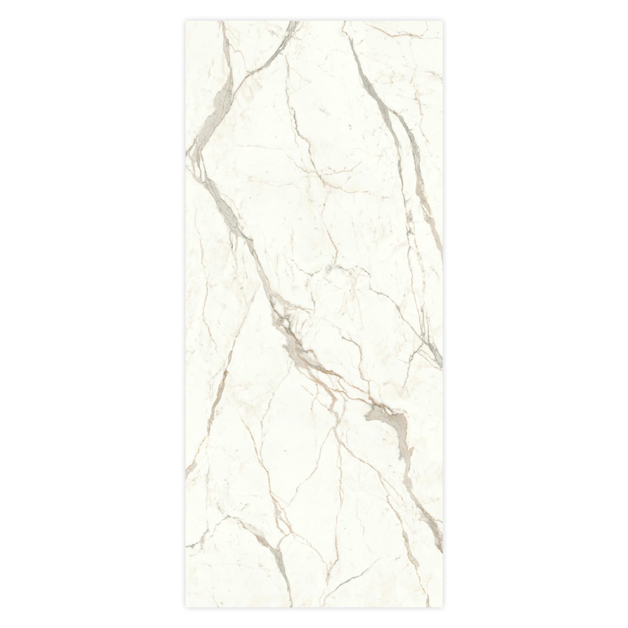 Carrelage effet Marbre Blanc Calacatta Prima Bookmatch B 278x120x0,6 cm Brillant Faventa - Mur intérieur