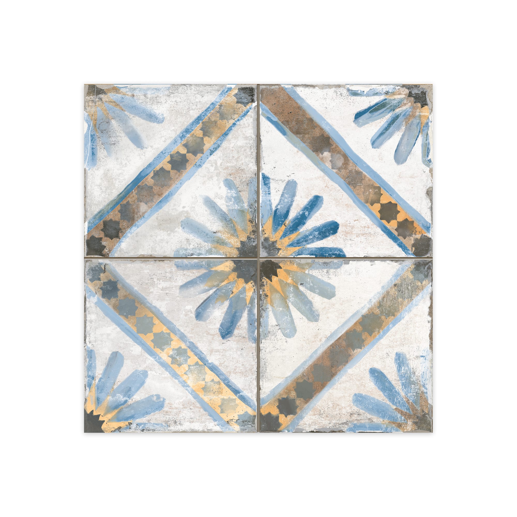 Carrelage Vintage effet Carreau ciment Bleu 45x45x0,95 cm Solaria - Sol et mur intérieur