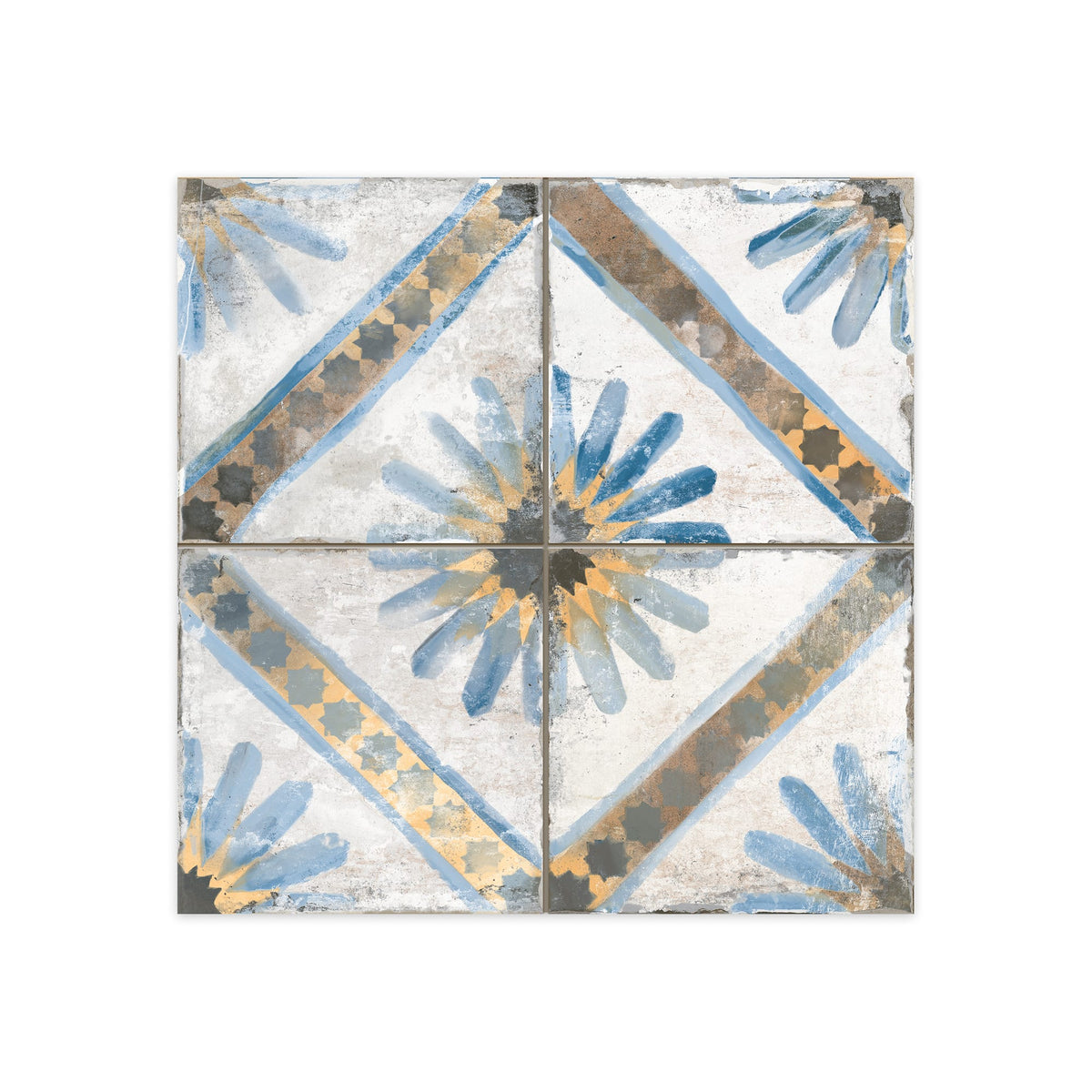 Carrelage Vintage effet Carreau ciment Bleu 45x45x0,95 cm Solaria - Sol et mur intérieur