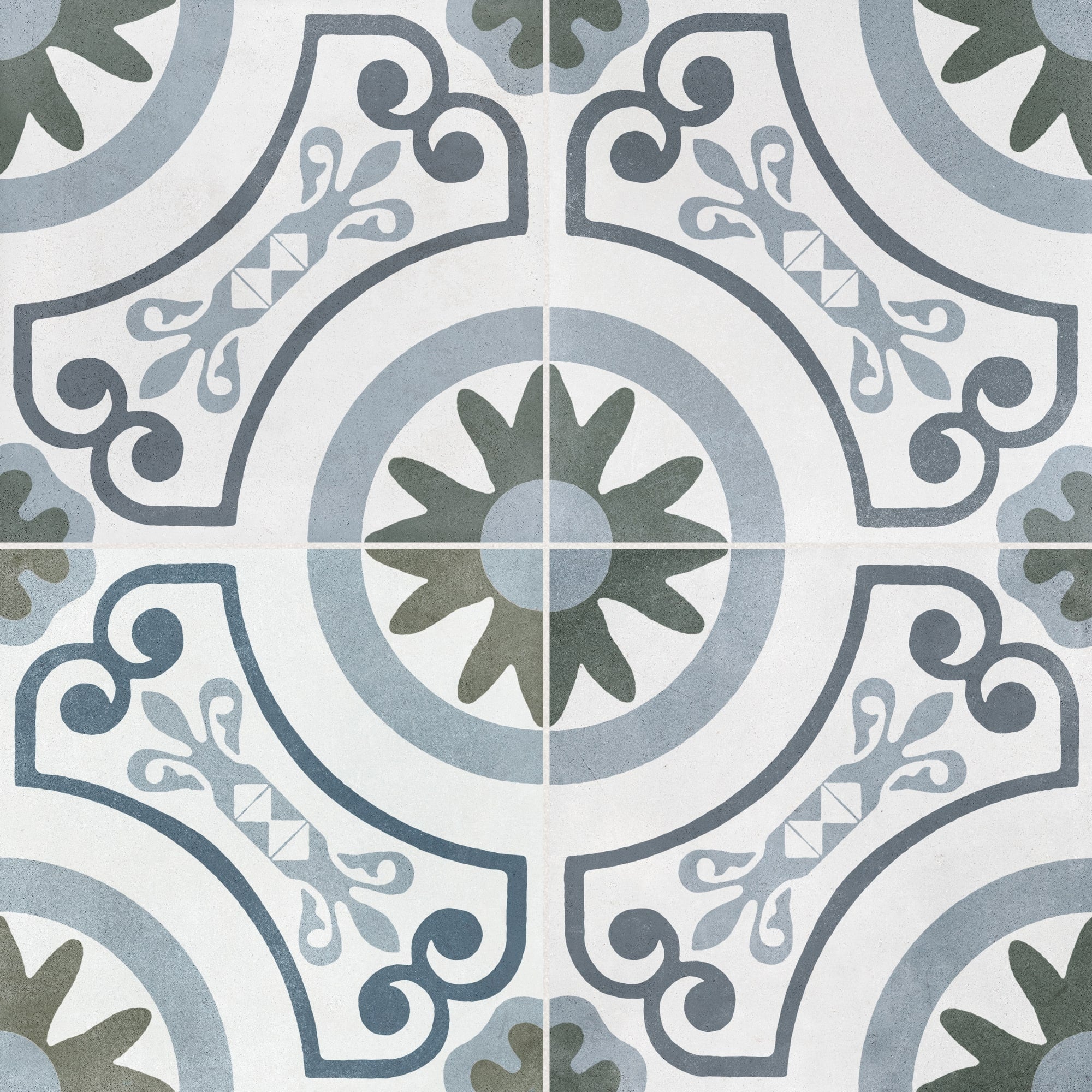 Carrelage effet Carreau ciment Averisca Bleu 22,3x22,3x0,9 cm Novera - Sol et mur intérieur