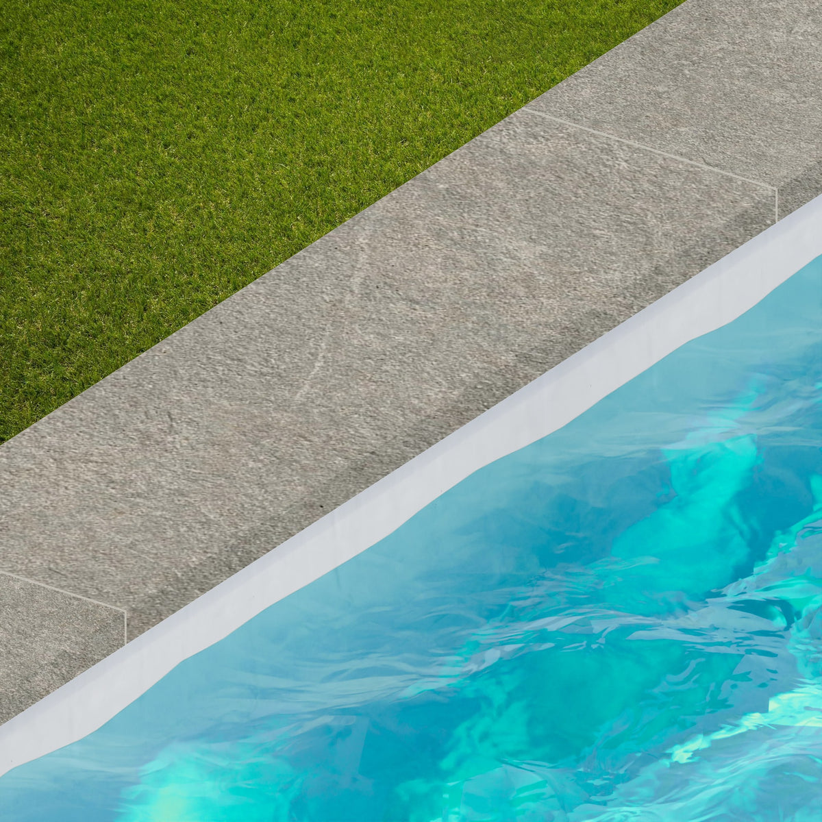 Margelle de piscine effet Pierre Quartzite Gris Cendré 120x33x2 cm Bord Droit avec retombée Venturo