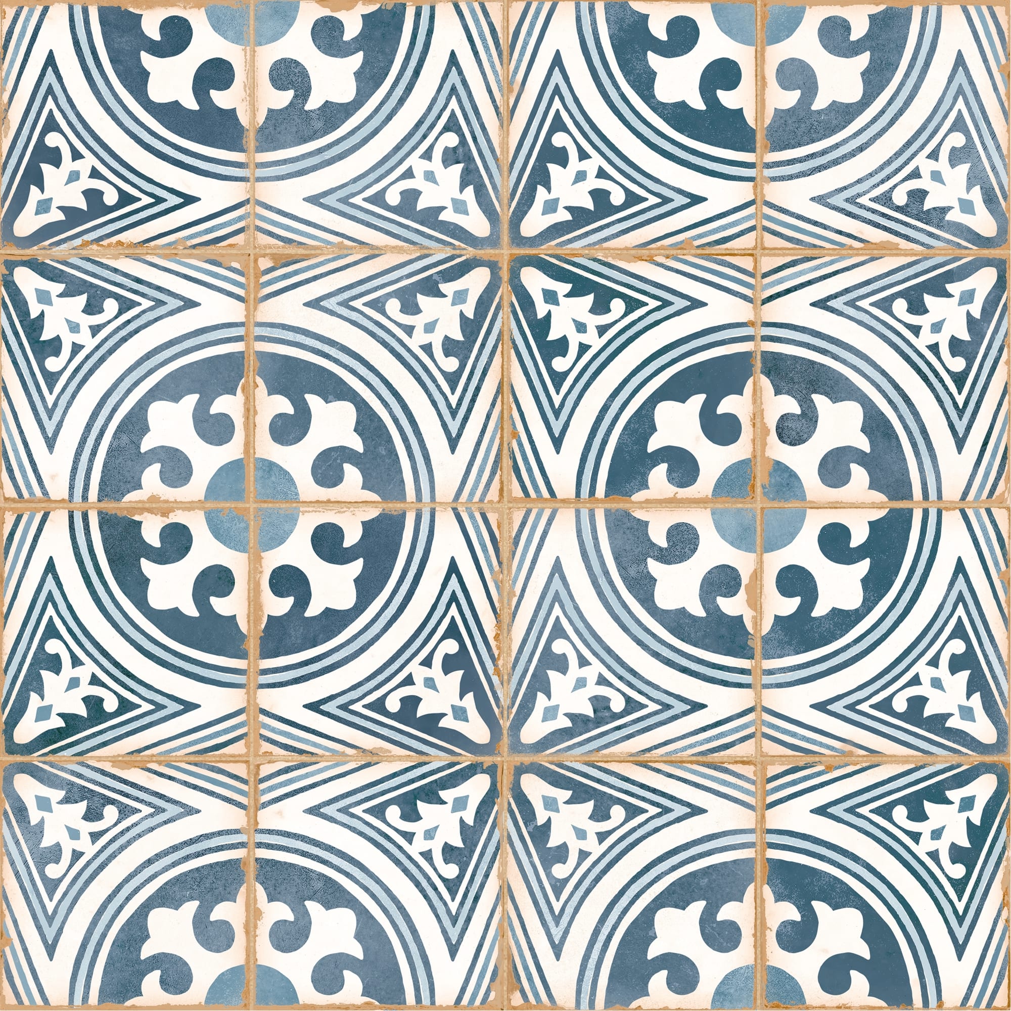 Carrelage effet Carreau ciment Azorel Bleu 12,3x12,3x0,87 cm Serano - Sol et mur intérieur