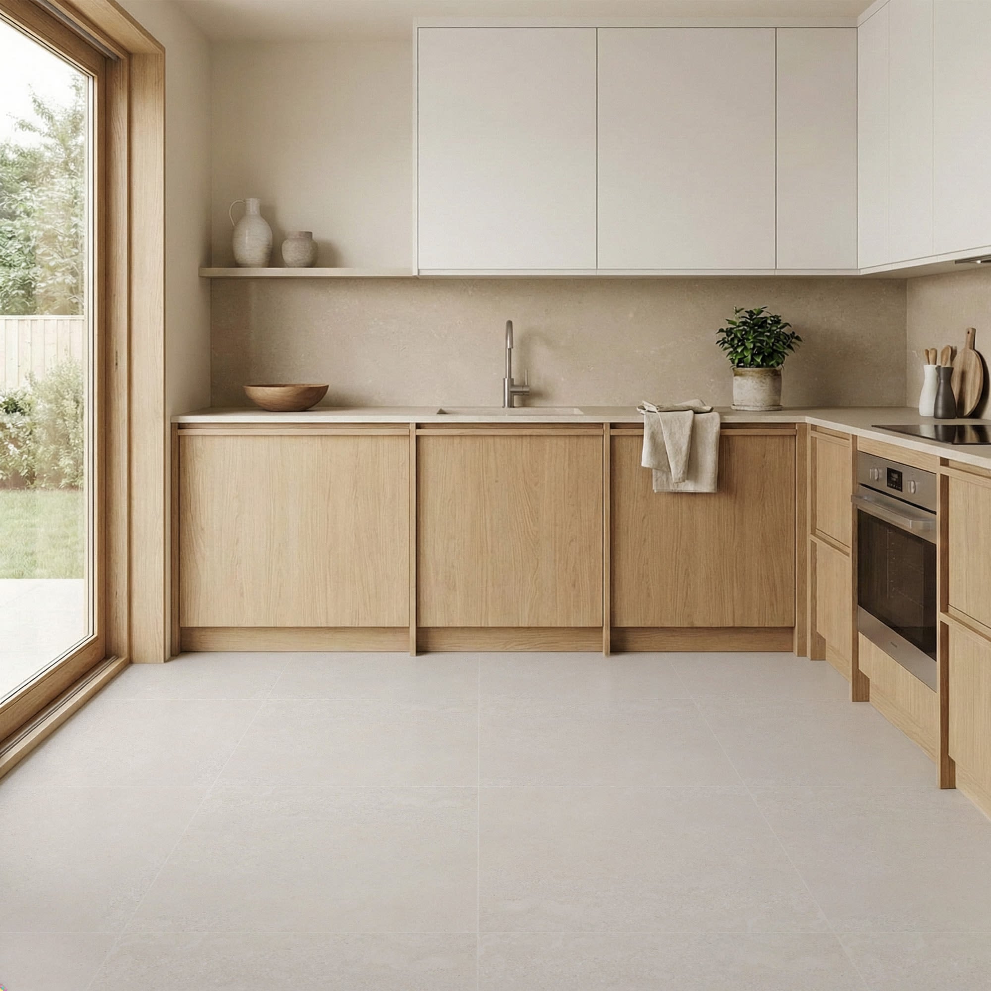 Carrelage effet Pierre Blanc Grisé 90x90x0,9 cm Alvior - Sol extérieur