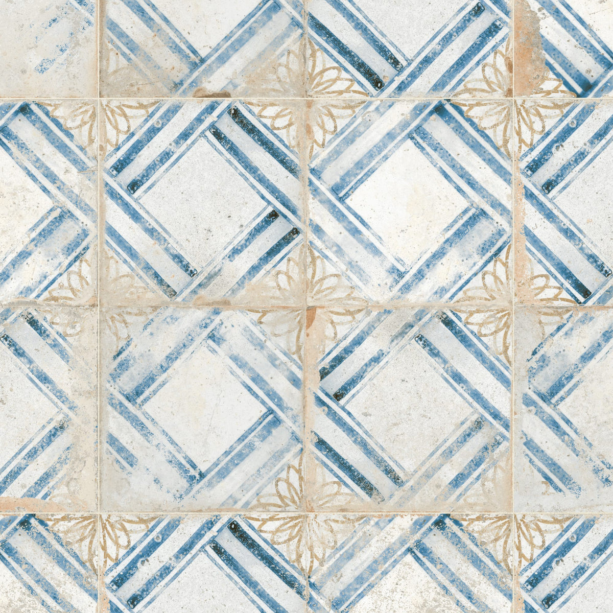 Carrelage Vintage effet Carreau ciment Bleu Numantia 45x45x0,95 cm Orlena - Sol et mur intérieur