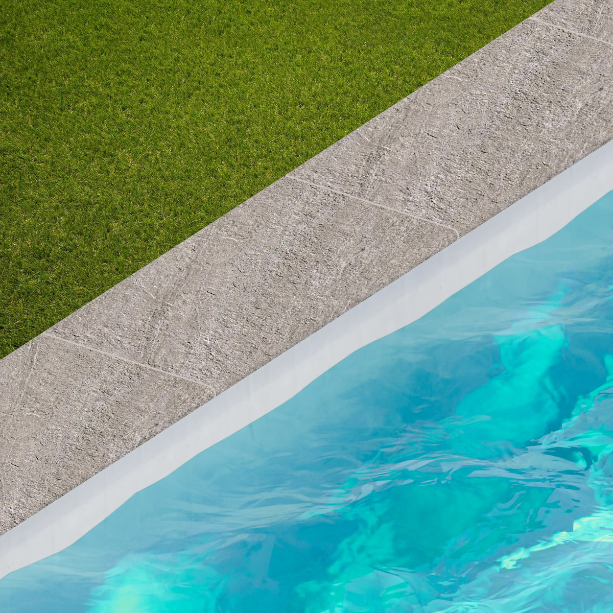 Margelle de piscine effet Pierre Quartzite Gris Silver 60x30x2 cm Bord 1/2 Rond Teravio