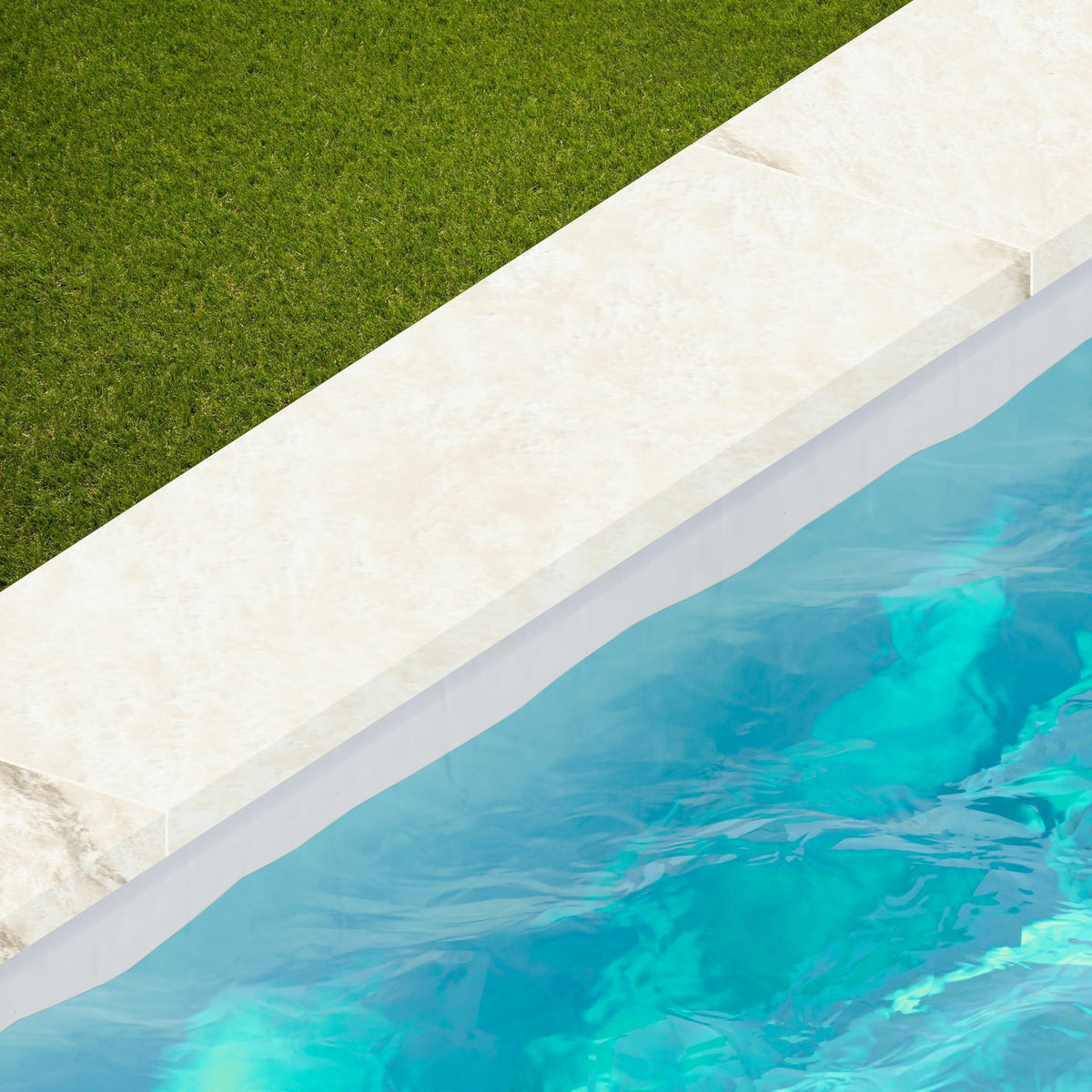 Margelle de piscine effet Marbre Blanc Calacatta Sublime 120x33x2 cm Bord Droit avec retombée Orsiano