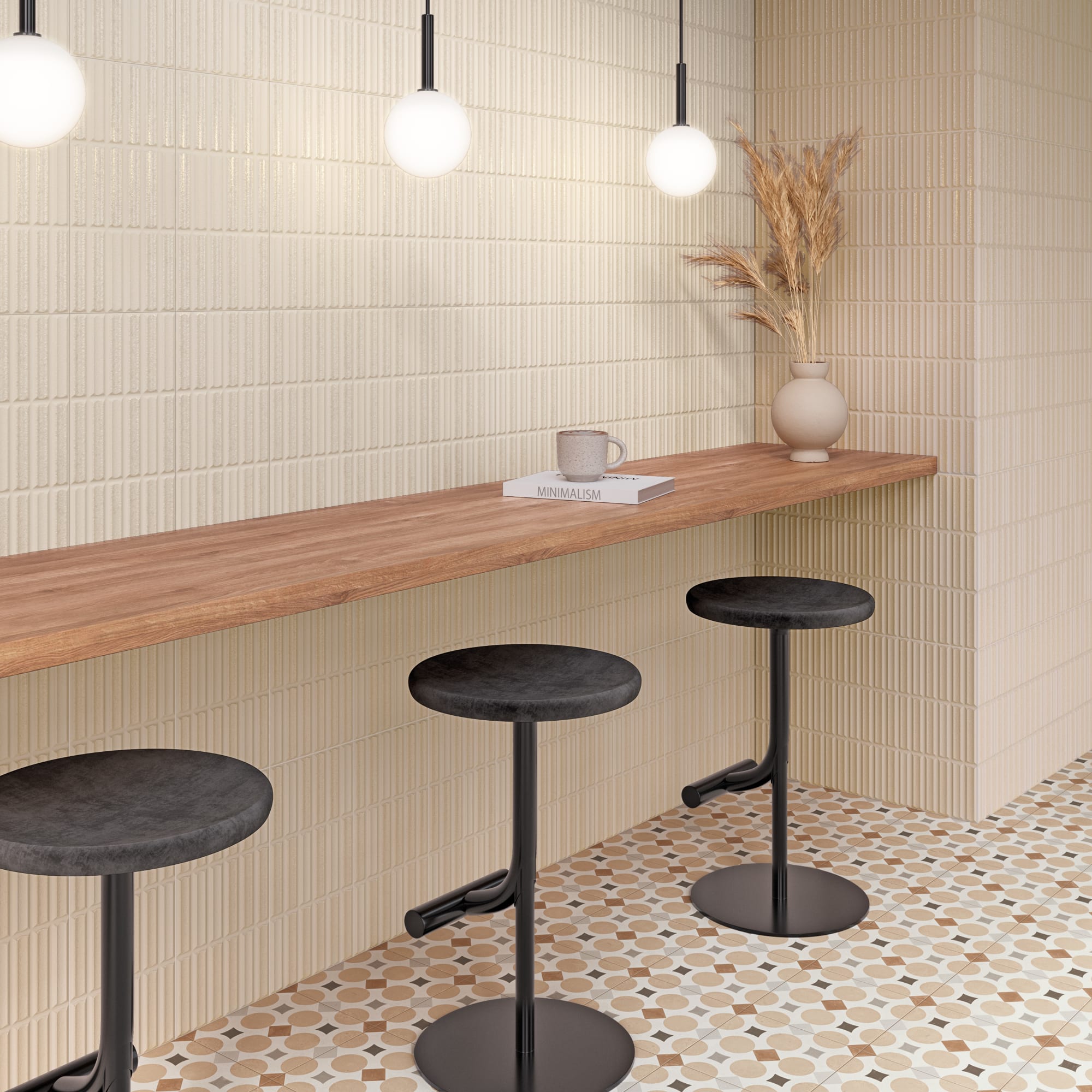 Carrelage 3D Greige 40x20x1,4 cm Movira - Mur intérieur