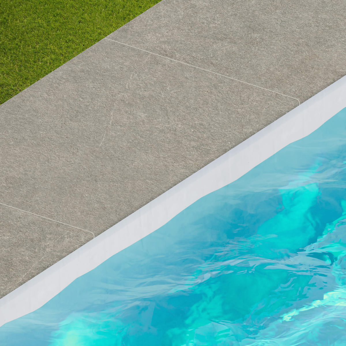 Margelle de piscine effet Pierre Quartzite Gris Cendré 90x60x2 cm Bord 1/2 Rond Venturo
