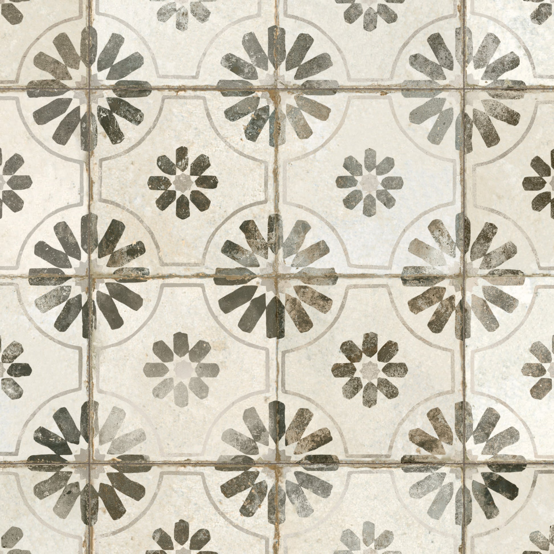 Carrelage Vintage effet Carreau ciment Noir 45x45x0,95 cm Selvara - Sol et mur intérieur