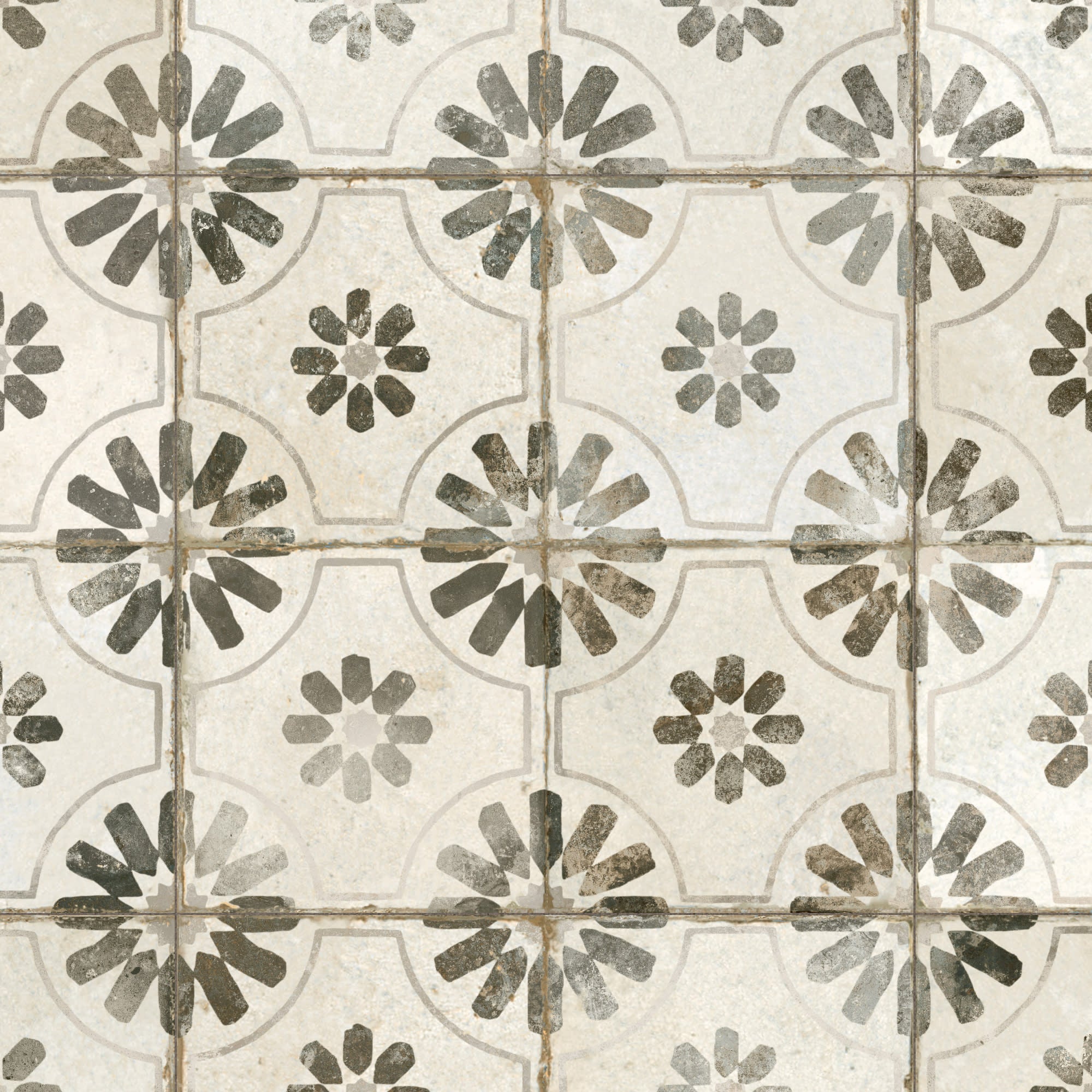 Carrelage Vintage effet Carreau ciment Noir 45x45x0,95 cm Selvara - Sol et mur intérieur