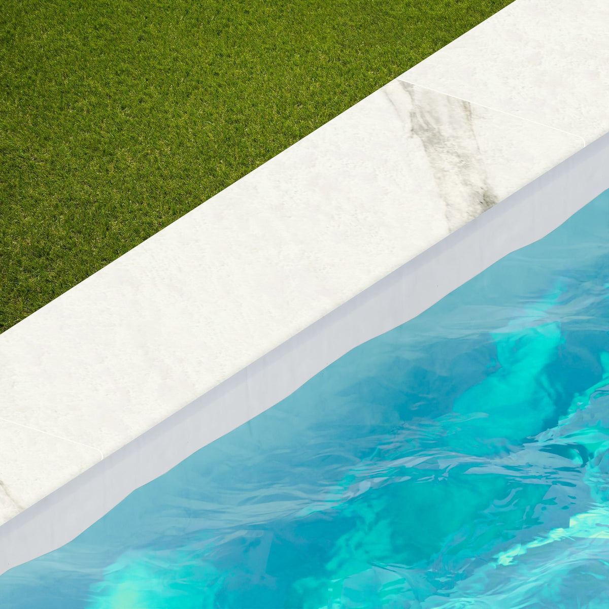 Margelle de piscine effet Marbre Blanc Calacatta Armonia 120x33x2 cm Bord 1/2 Rond Orsiano