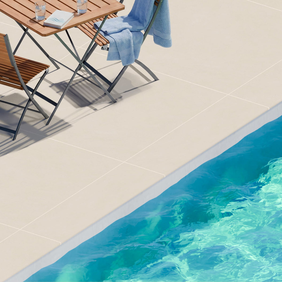 Margelle de piscine effet Béton Blanc Minéral 120x33x2 cm Bord 1/2 Rond Benzaro