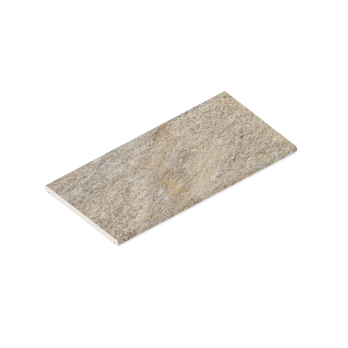 Couvertine effet Pierre Quartzite Gris Argent 60x30x2 cm Bord 1/2 Rond Double Larmier Salvero