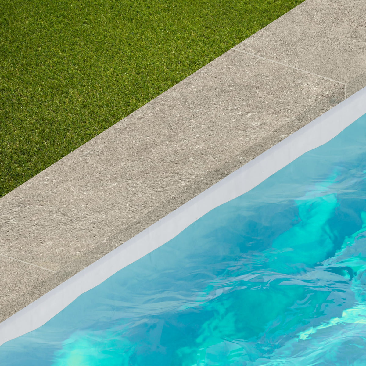 Margelle de piscine effet Pierre Calcaire Gris Ombre 120x33x2 cm Bord Droit avec retombée Rocalta