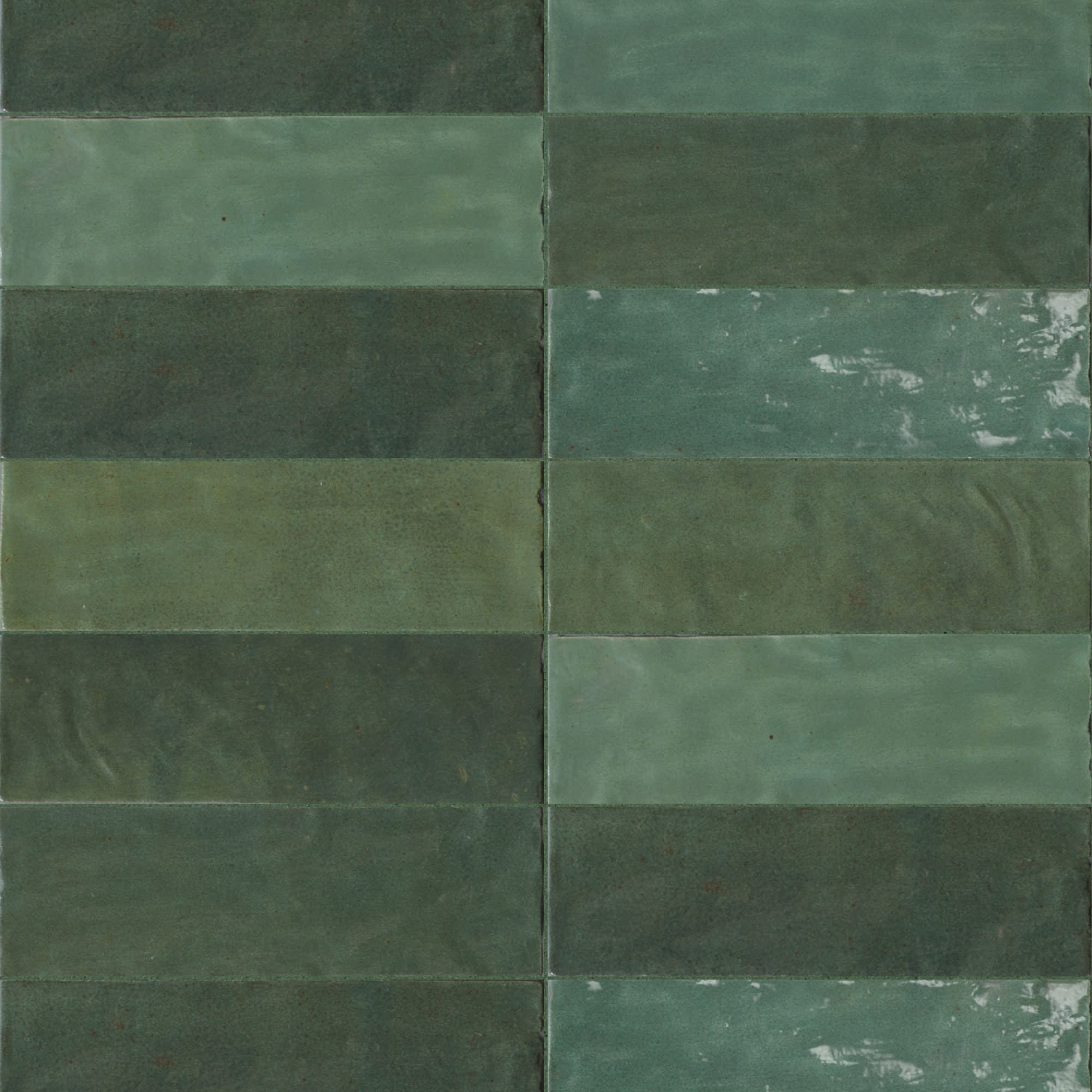 Carrelage effet Zellige Vert 20x6,5x0,85 cm Brillant Orisel - Mur intérieur