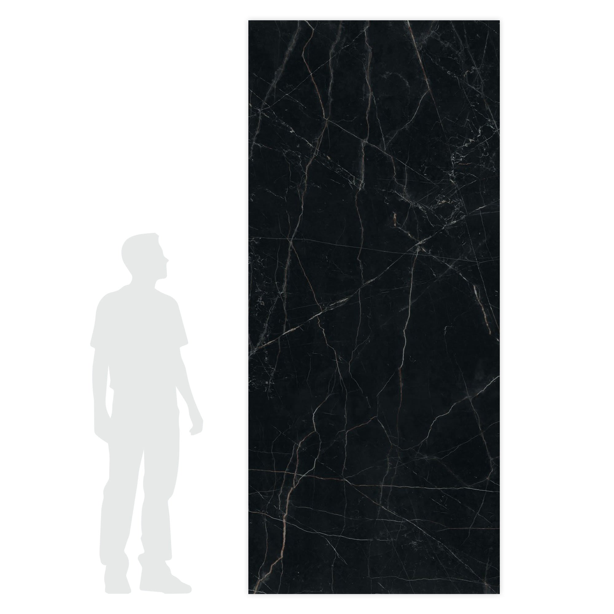 Carrelage effet Marbre Noir Scuro 278x120x0,6 cm Brillant Magnaro - Mur intérieur