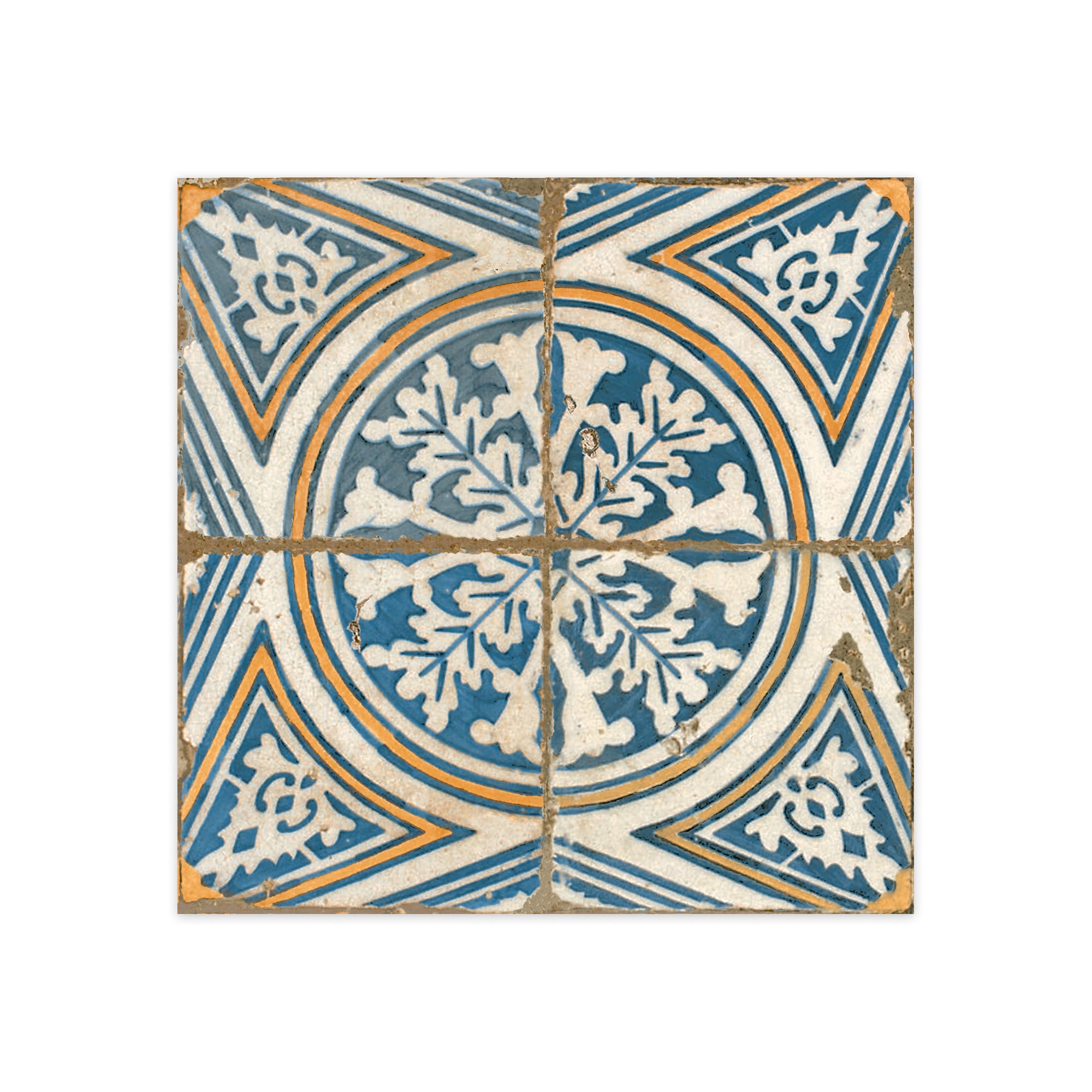 Carrelage Vintage effet Carreau ciment Bleu Delos 45x45x0,95 cm Azoria - Sol et mur intérieur