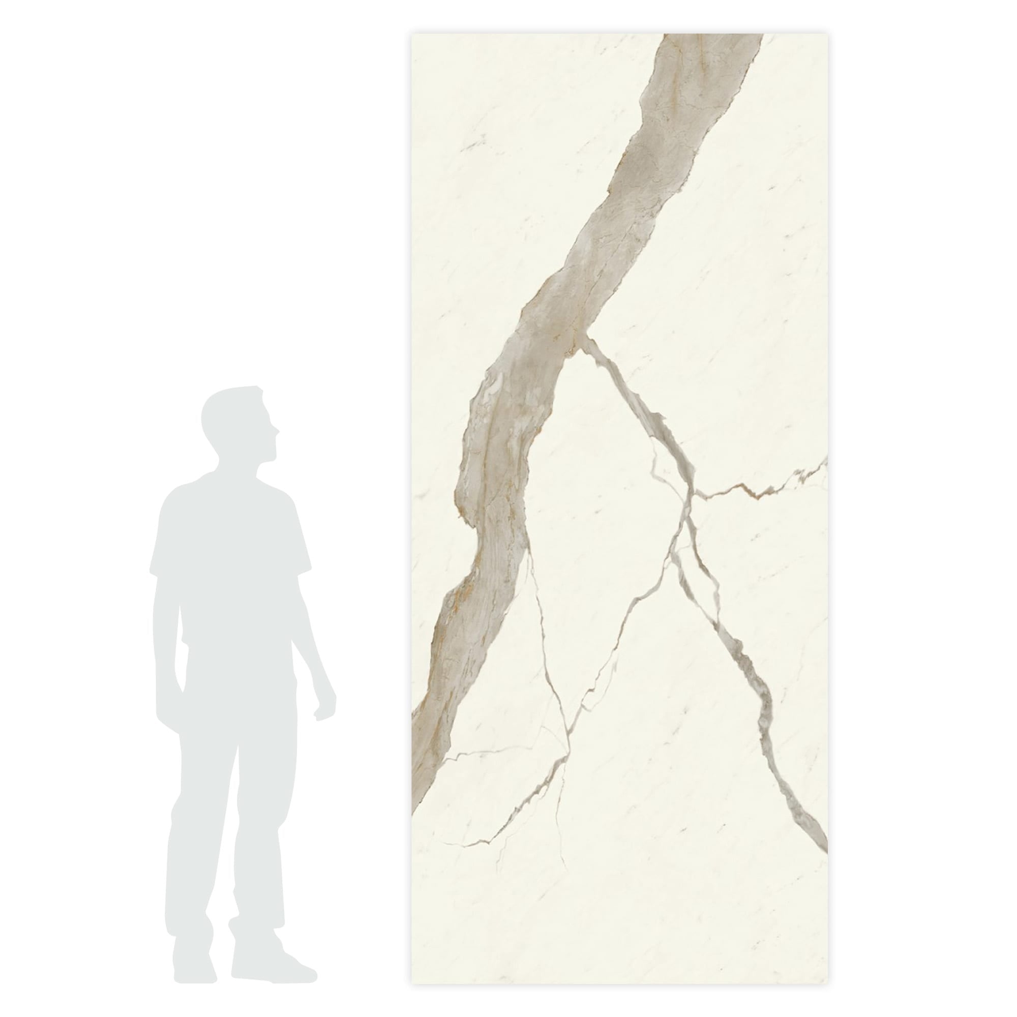 Carrelage effet Marbre Blanc Calacatta Alba 278x120x0,6 cm Silk Montira - Mur intérieur