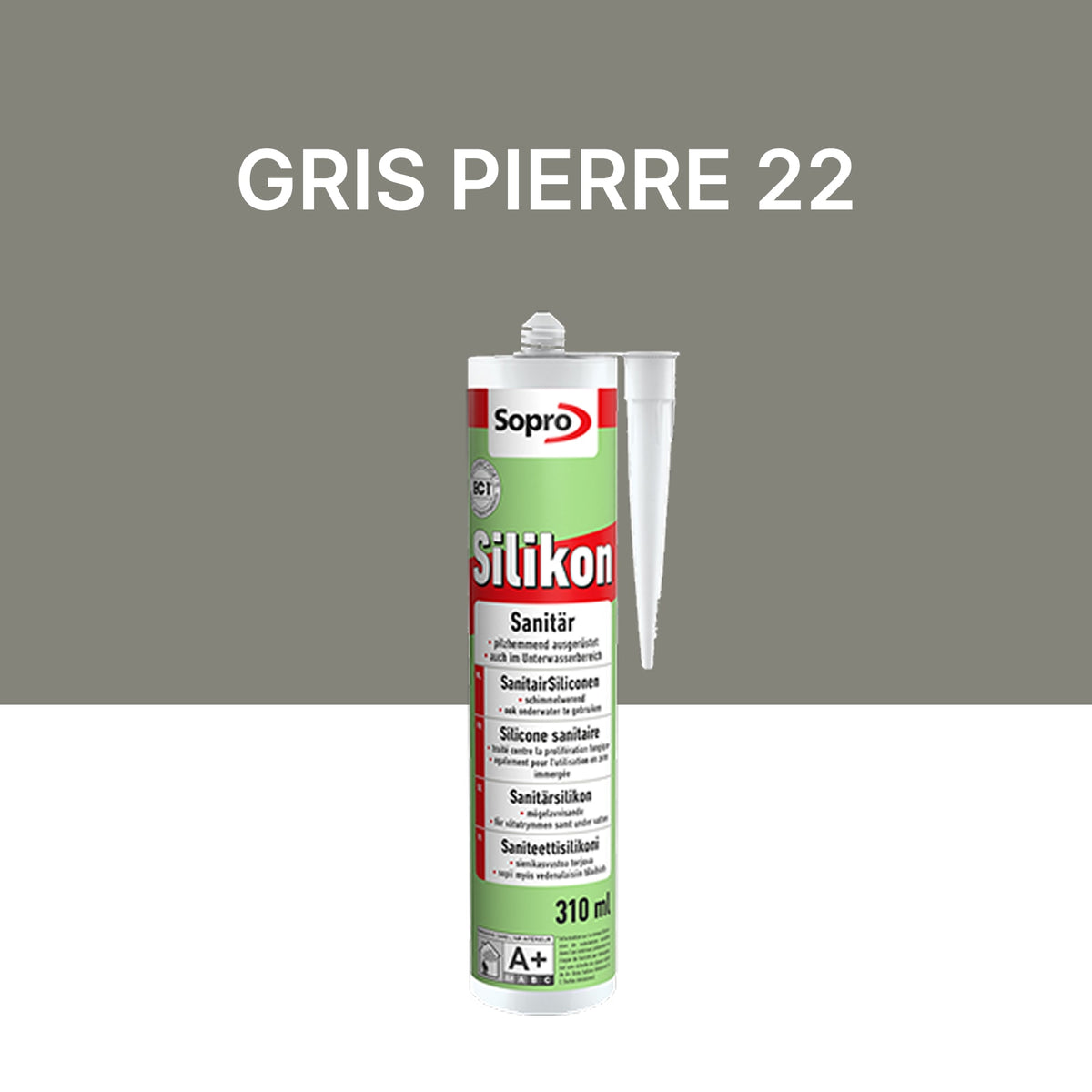 Mastic silicone spécial piscine - Gris pierre 22 - 310 ml