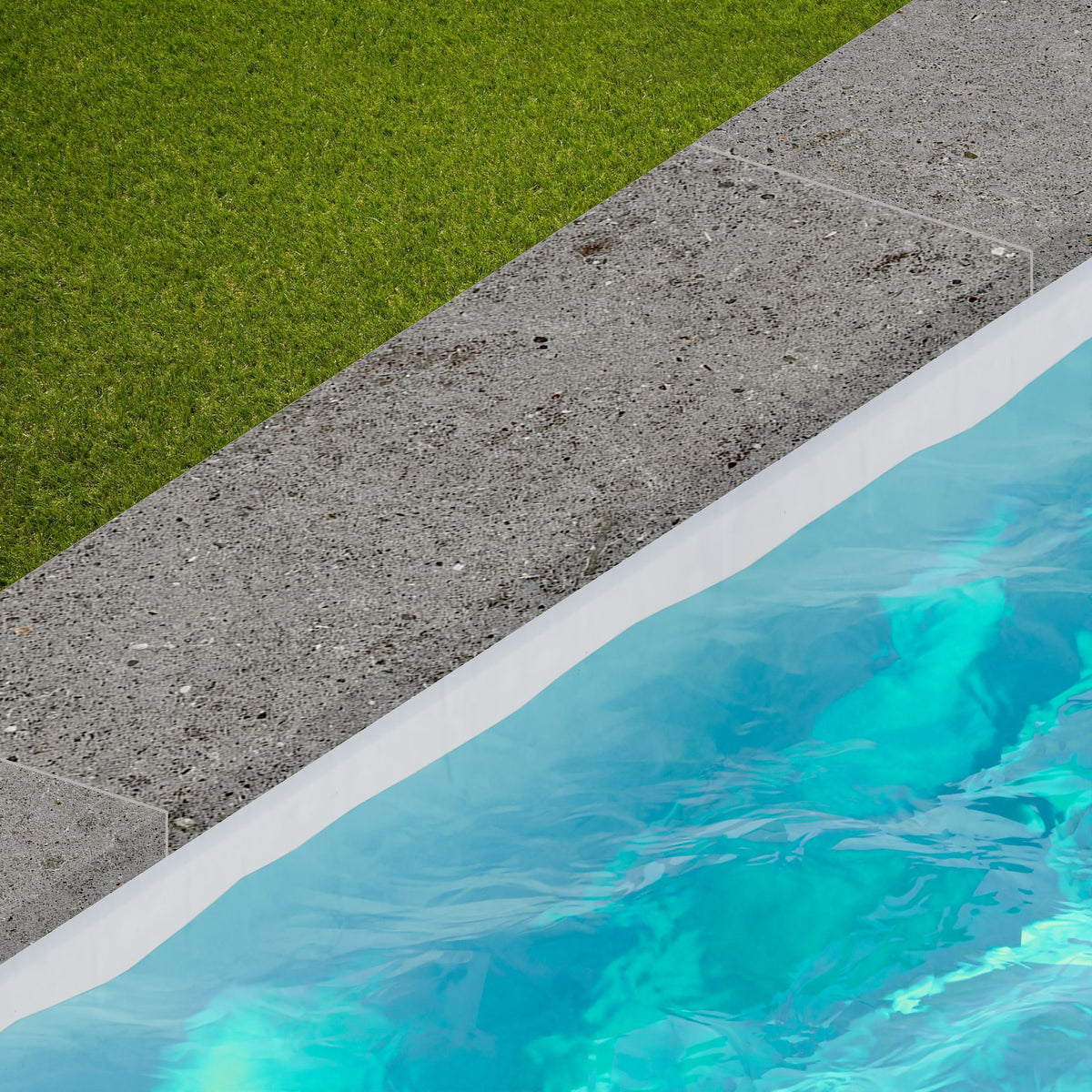 Margelle de piscine effet Pierre Calcaire Gris Fumé 120x33x2 cm Bord Droit avec retombée Domella