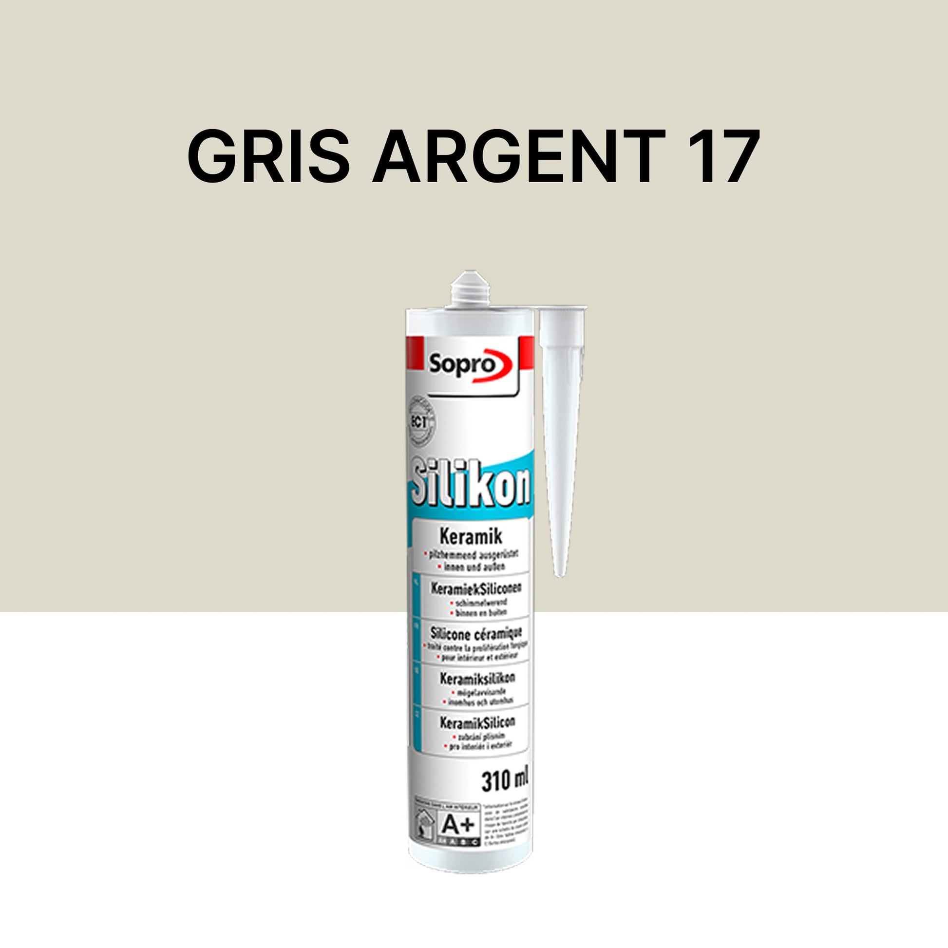Mastic silicone spécial carrelage - Gris argent 17 - 310 ml