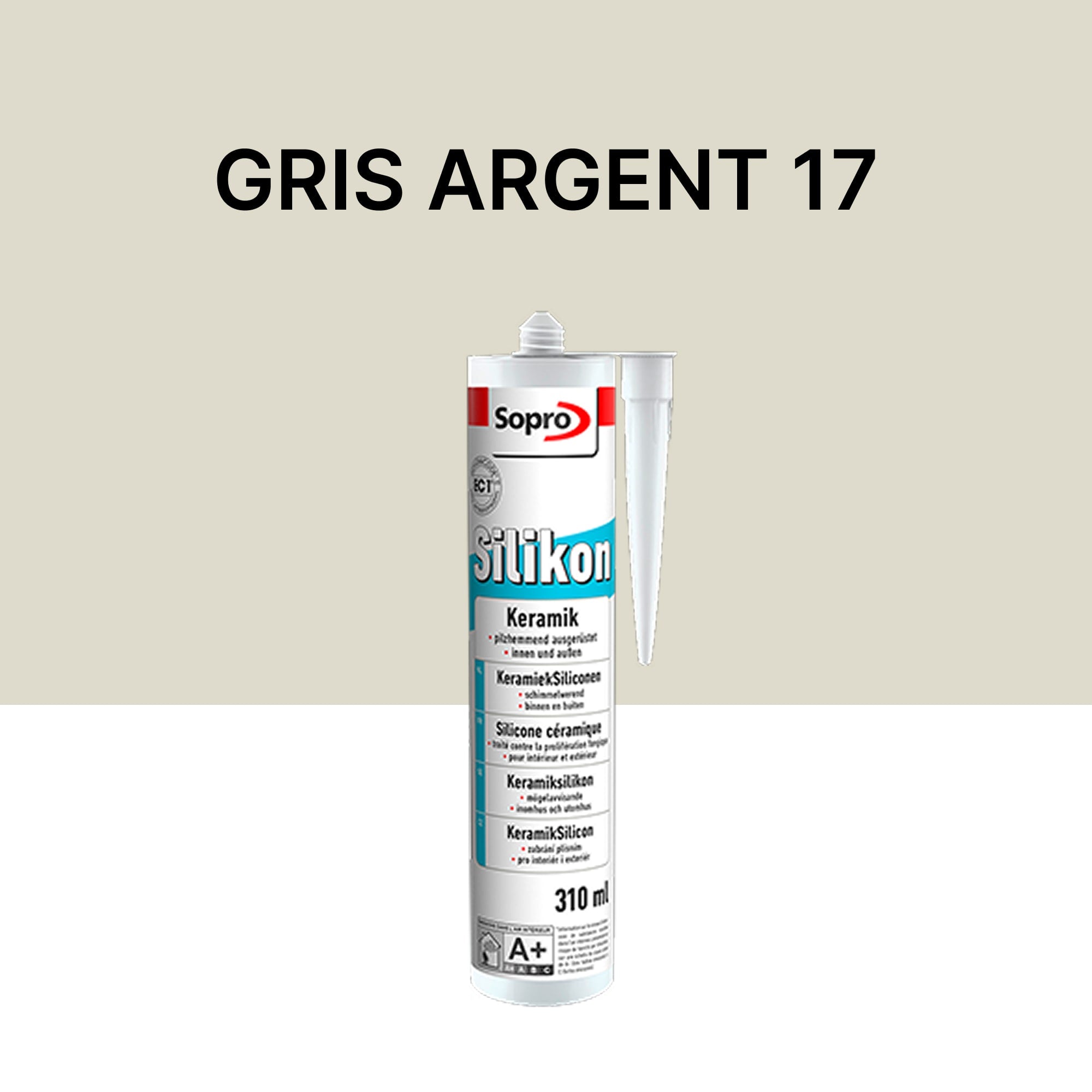 Mastic silicone spécial carrelage - Gris argent 17 - 310 ml
