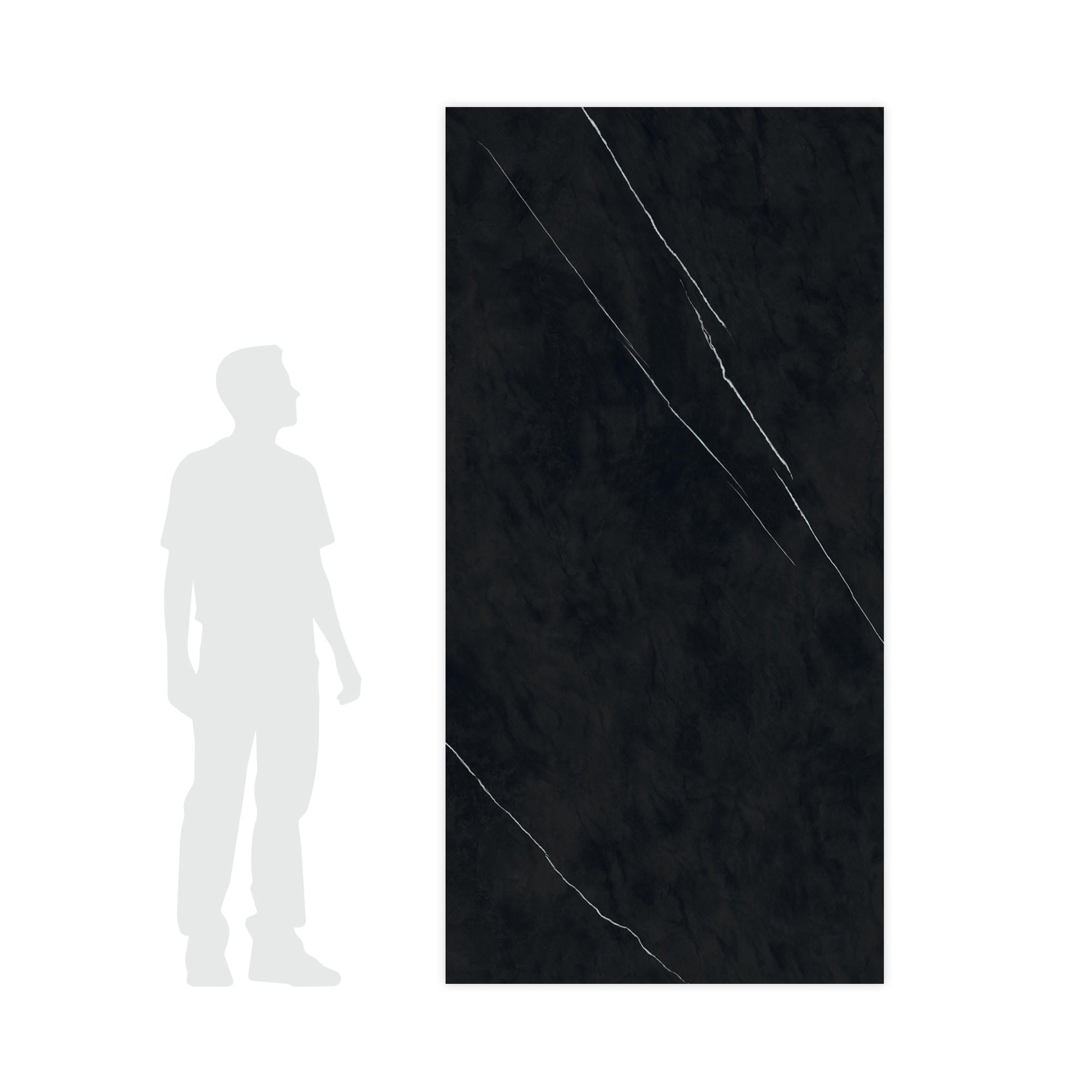 Carrelage effet Marbre Noir Impérial 240x120x0,9 cm Brillant Orsiano - Mur intérieur