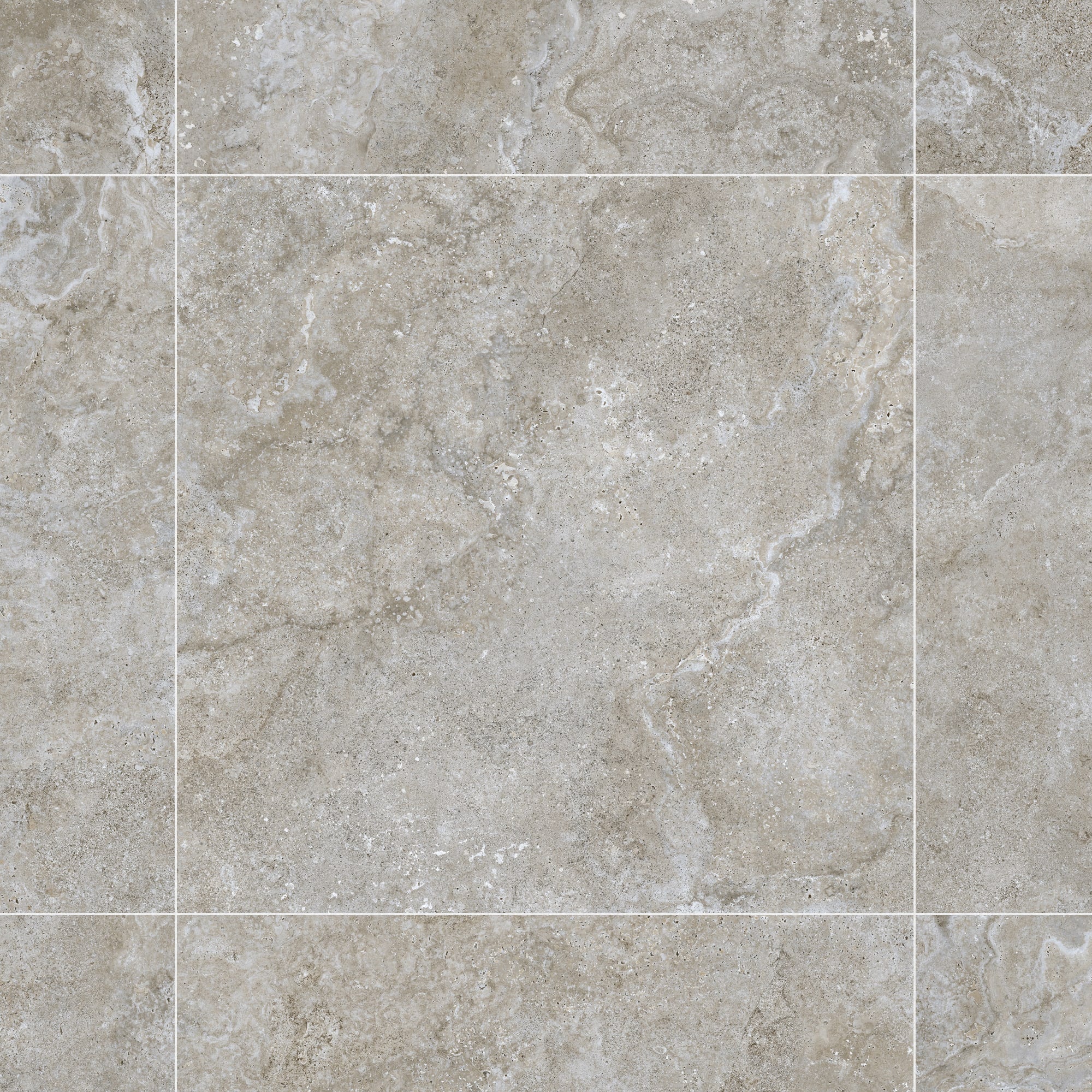 Carrelage effet Travertin Gris Marron 90x90x0,9 cm In&Out Castorel - Sol et mur intérieur et Sol extérieur