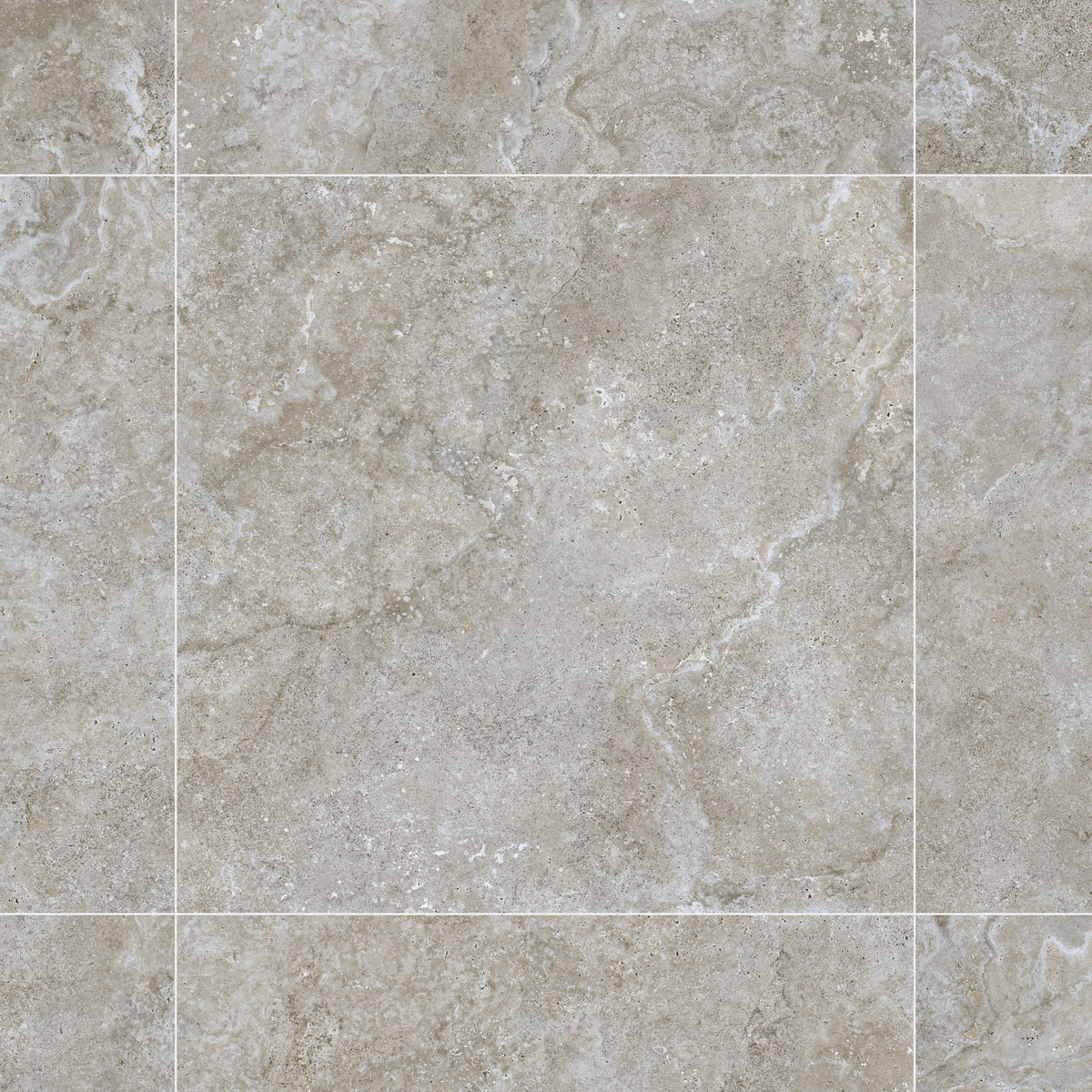 Carrelage effet Travertin Gris Marron 90x90x0,9 cm In&Out Castorel - Sol et mur intérieur et Sol extérieur