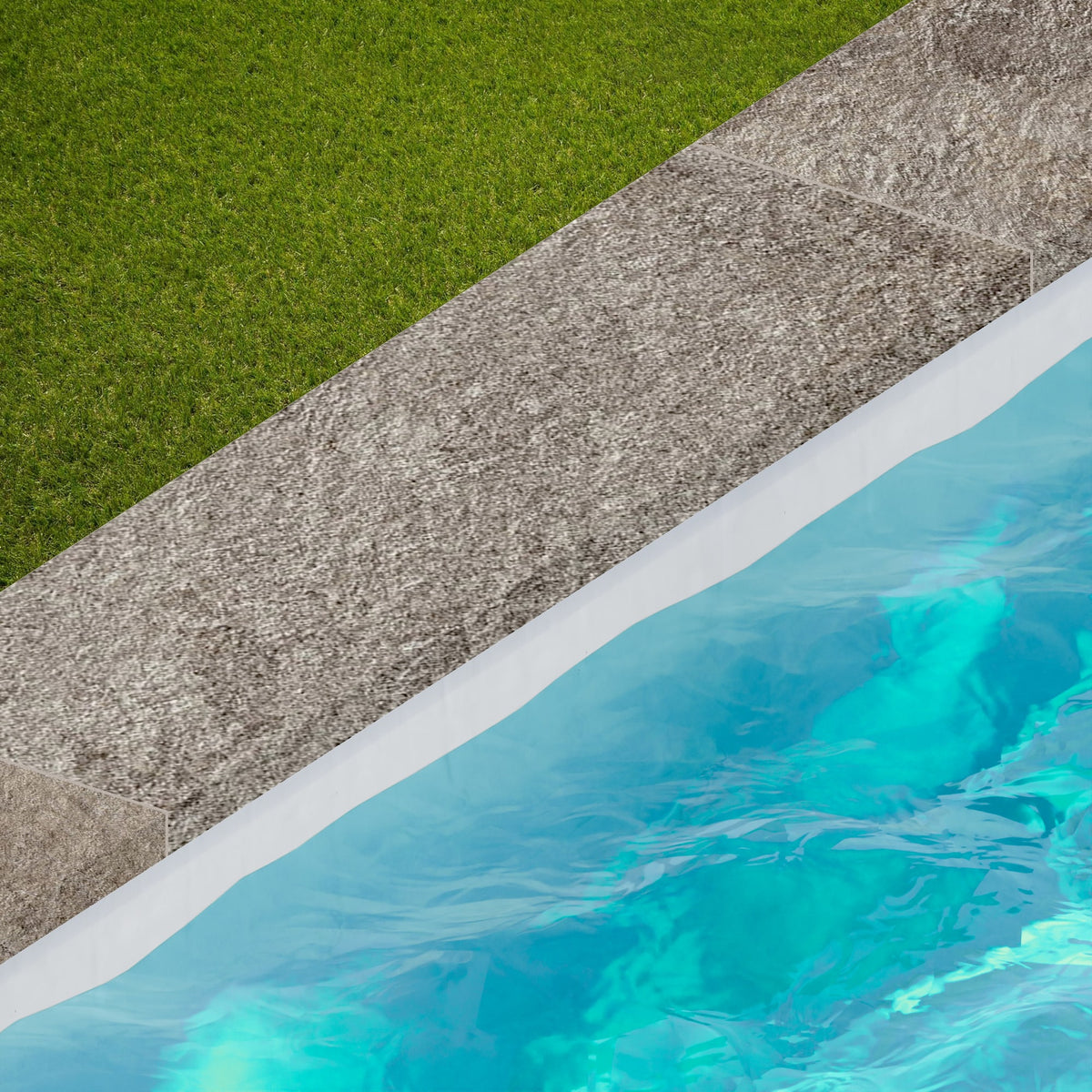 Margelle de piscine effet Pierre Quartzite Gris Roche 120x33x2 cm Bord Droit avec retombée Salvero