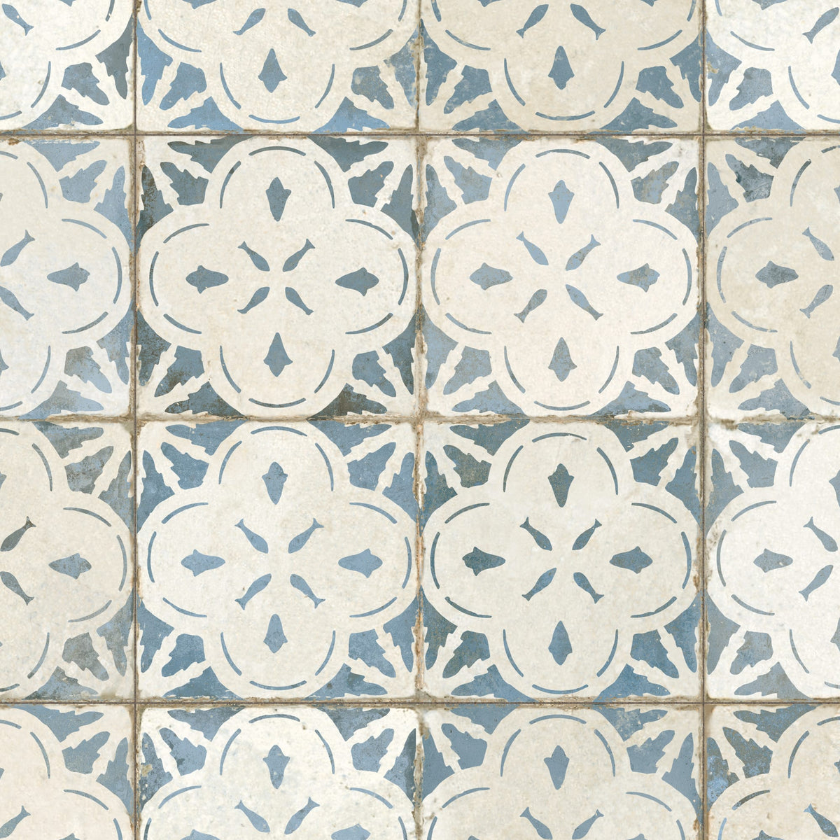 Carrelage Vintage effet Carreau ciment Bleu 45x45x0,95 cm Calenza - Sol et mur intérieur