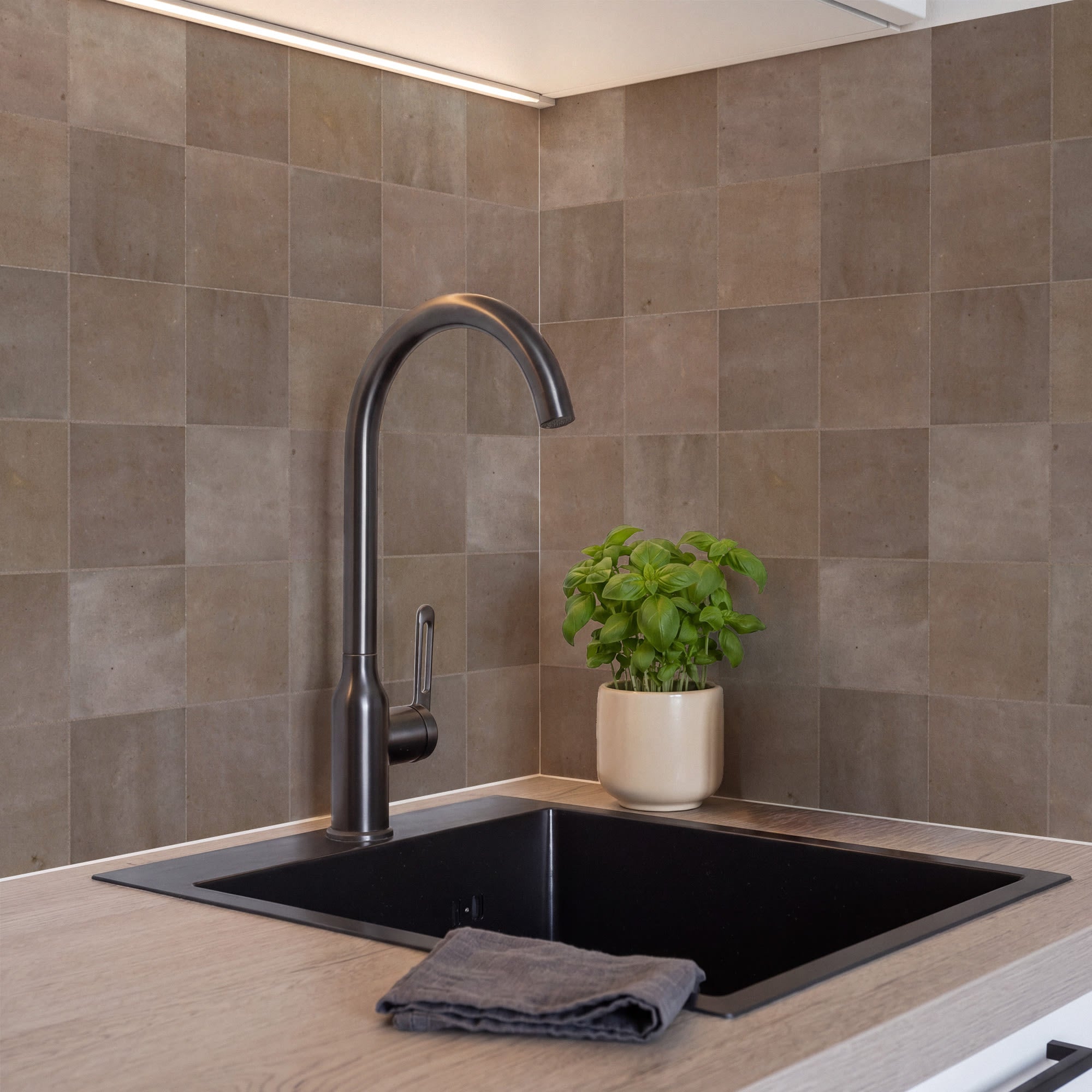 Carrelage effet Zellige Terre 10,7x10,7x0,9 cm Velmio - Mur intérieur