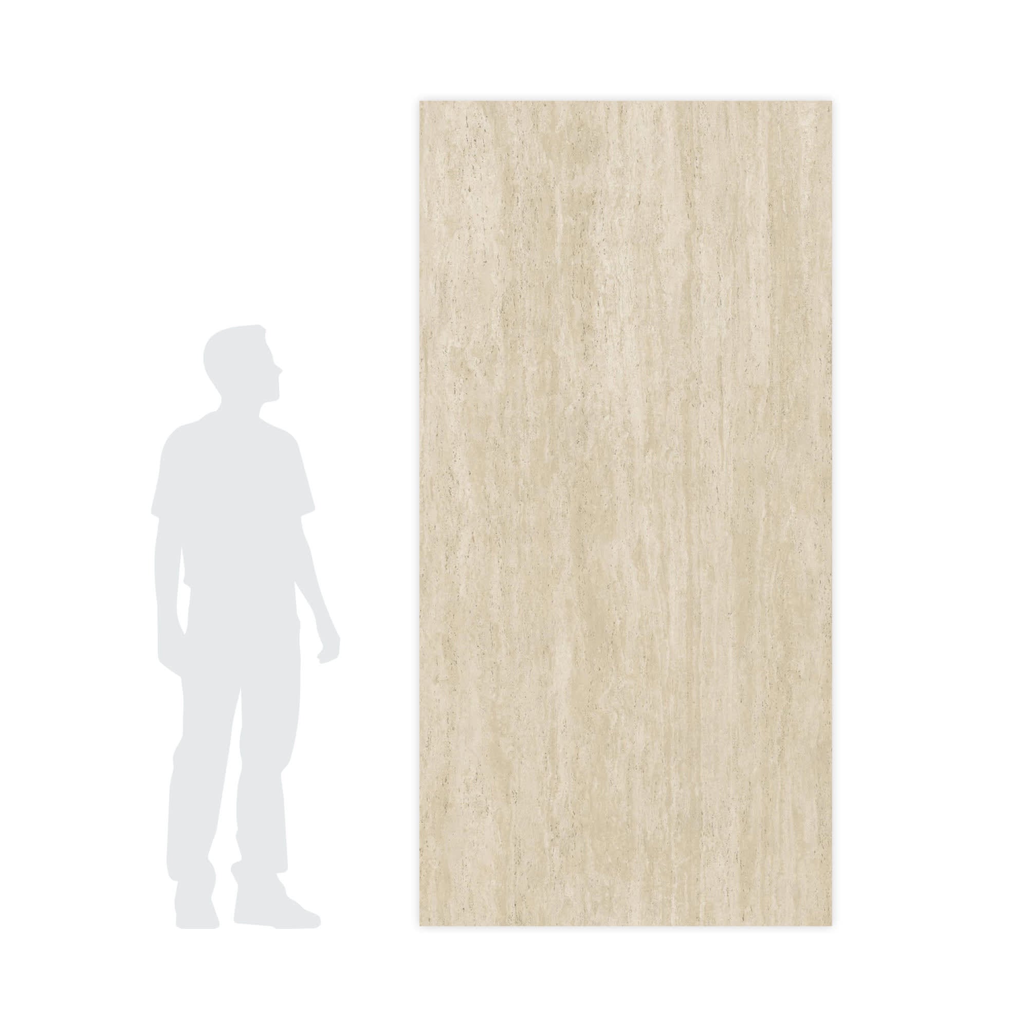 Carrelage effet Travertin Grège Vein Cut 240x120x0,9 cm Mat Neravio - Mur intérieur