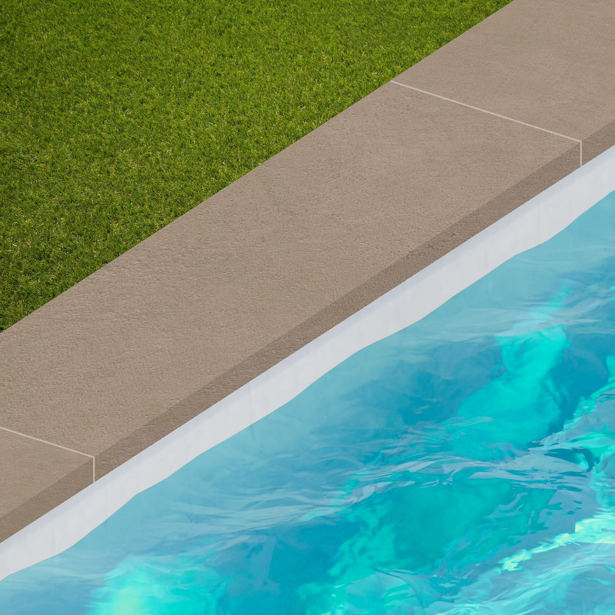 Margelle de piscine effet Béton Brun Sable 120x33x2 cm Bord Droit avec retombée Benzaro