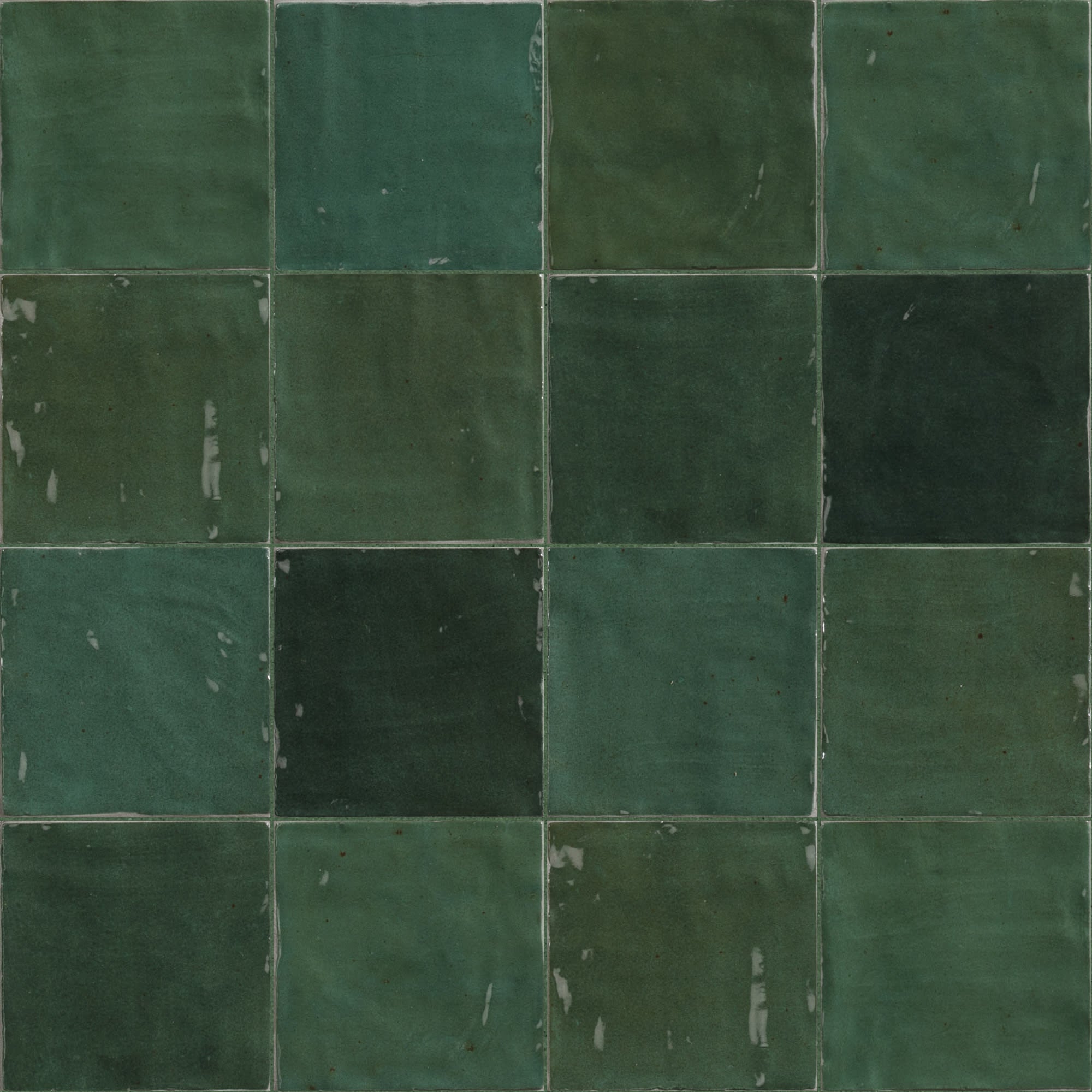 Carrelage effet Zellige Vert 10x10x0,85 cm Brillant Orisel - Mur intérieur