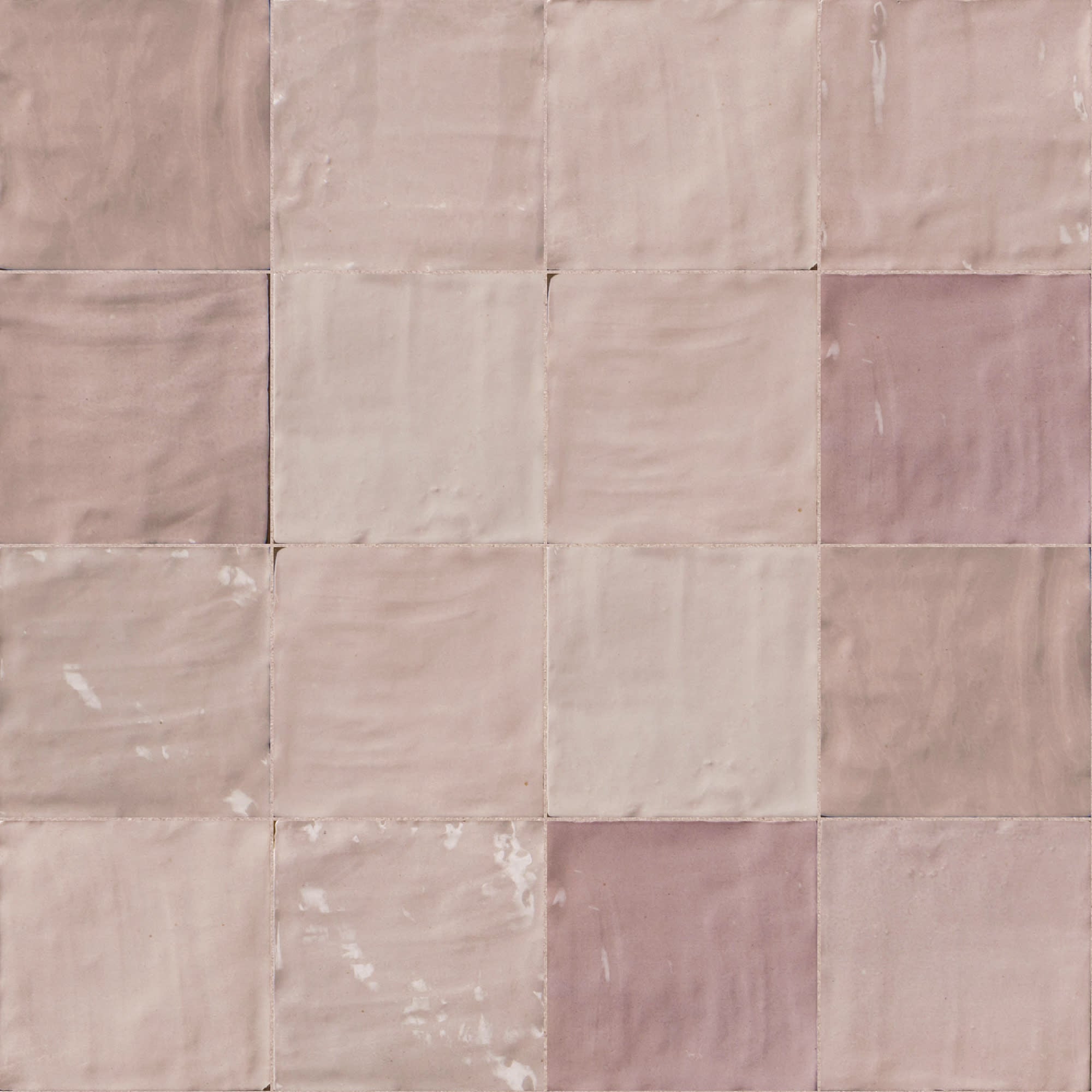 Carrelage effet Zellige Rose 10x10x0,85 cm Brillant Orisel - Mur intérieur