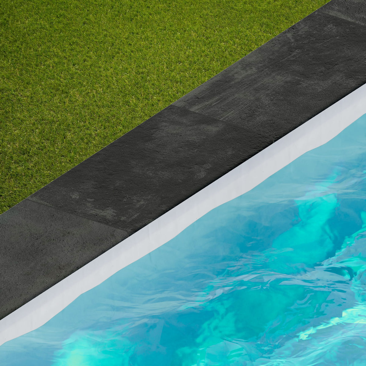 Margelle de piscine effet Béton Gris Nuit 60x30x2 cm Bord 1/2 Rond Gravino