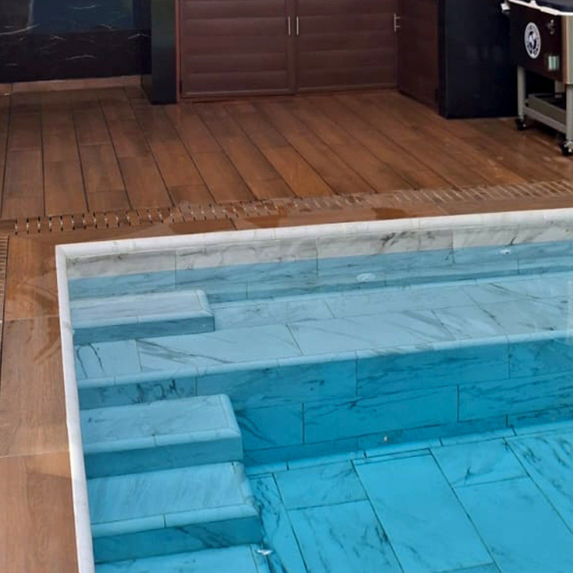 Carrelage Piscine effet Marbre Blanc Grigio 62,6x31x0,9 cm Capri