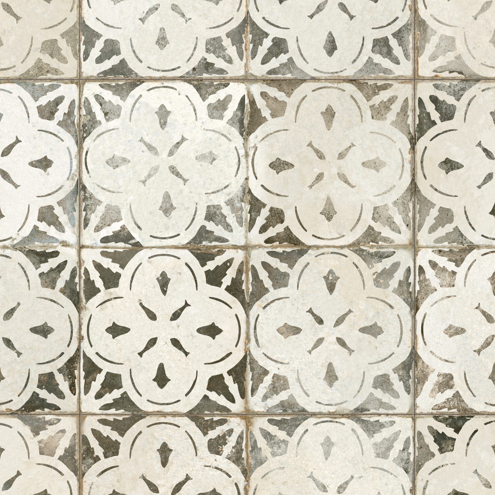 Carrelage Vintage effet Carreau ciment Noir 45x45x0,95 cm Calenza - Sol et mur intérieur