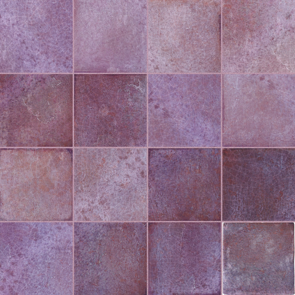 Carrelage effet Zellige Violet 10x10x0,85 cm Caldero - Mur intérieur