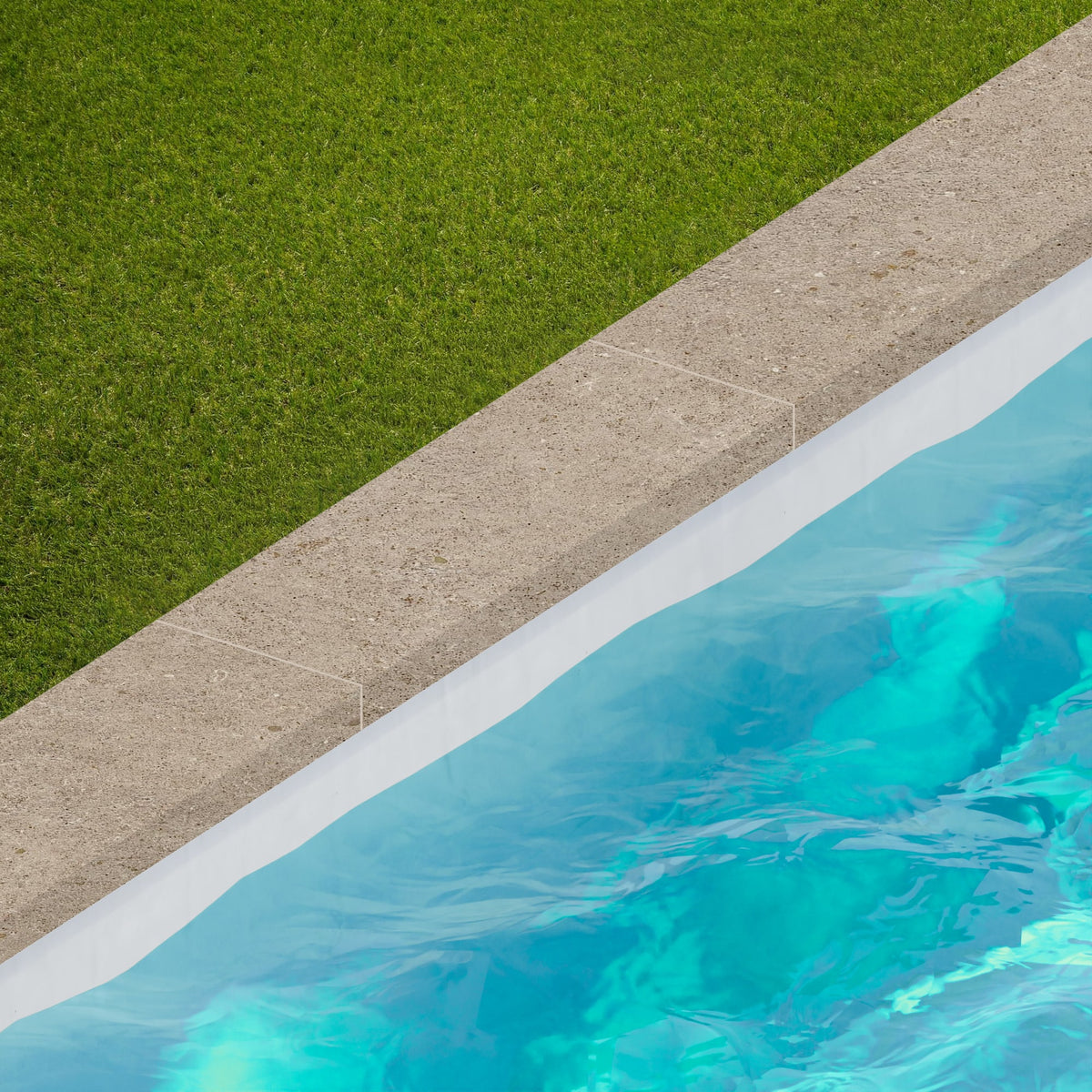 Margelle de piscine effet Pierre Calcaire Grège 60x20x2 cm Bord Droit avec retombée Domella