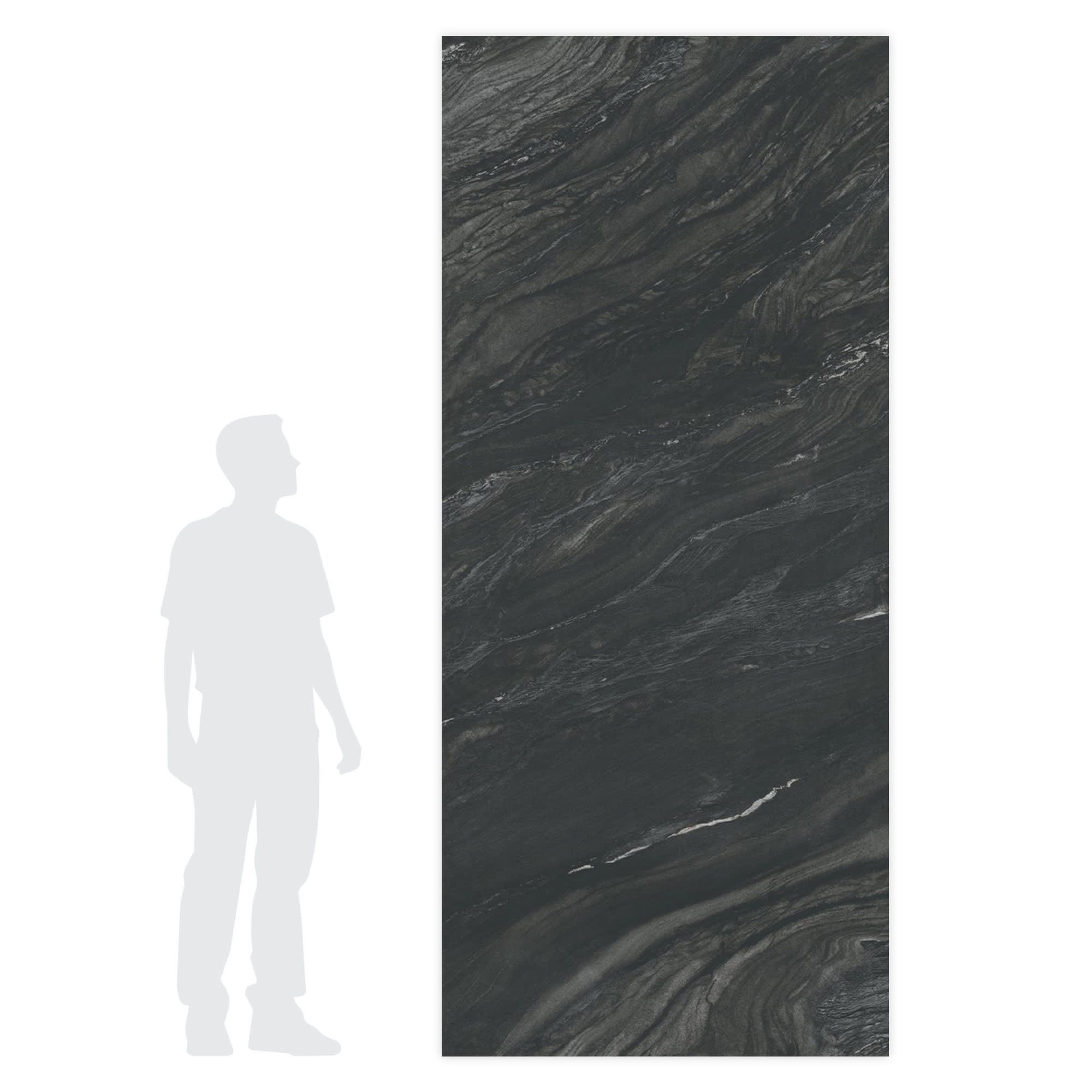 Carrelage effet Marbre Noir Vulcano 278x120x0,6 cm Silk Sorvella - Mur intérieur