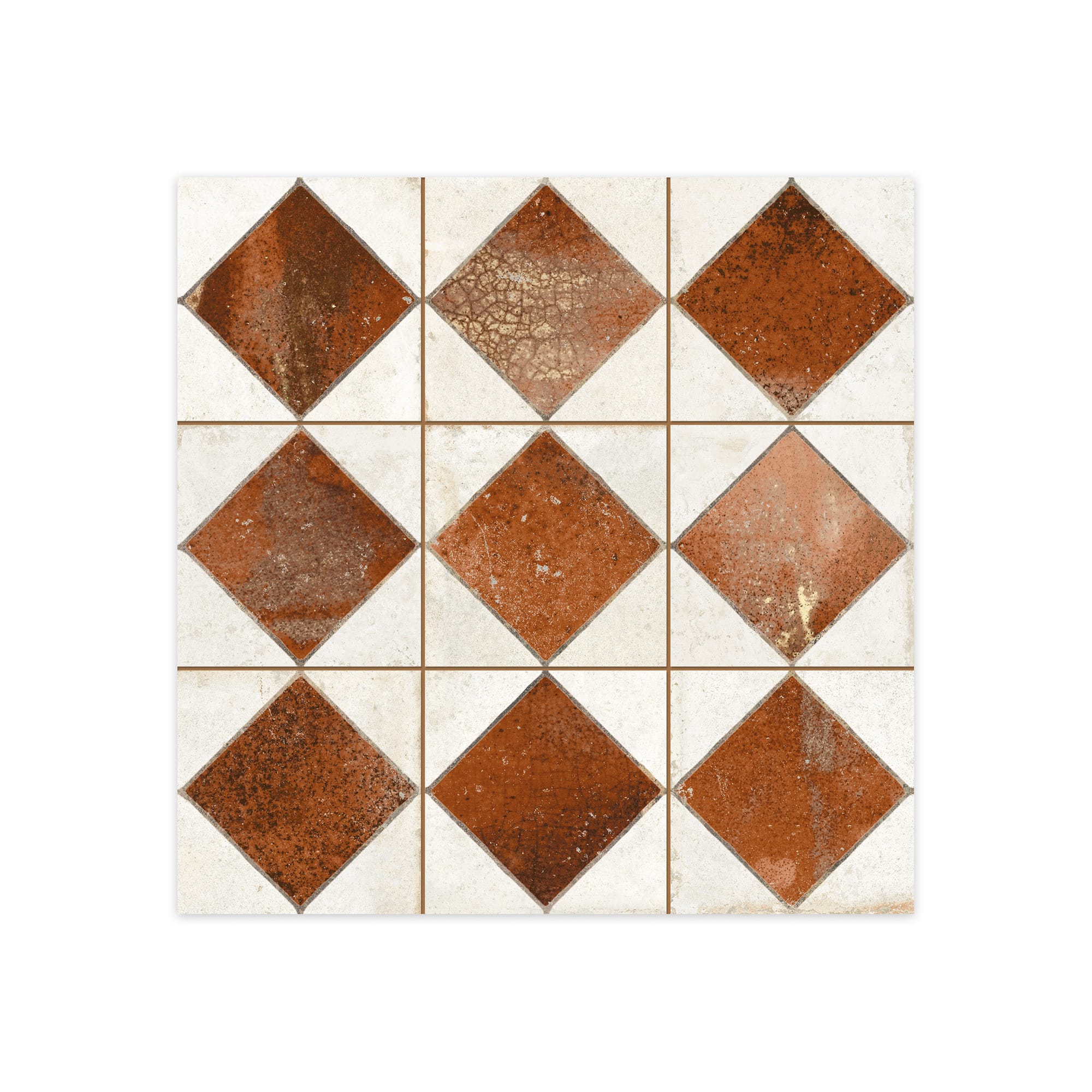 Carrelage Vintage Terracotta Damier 33x33x0,95 cm Solmira - Sol et mur intérieur
