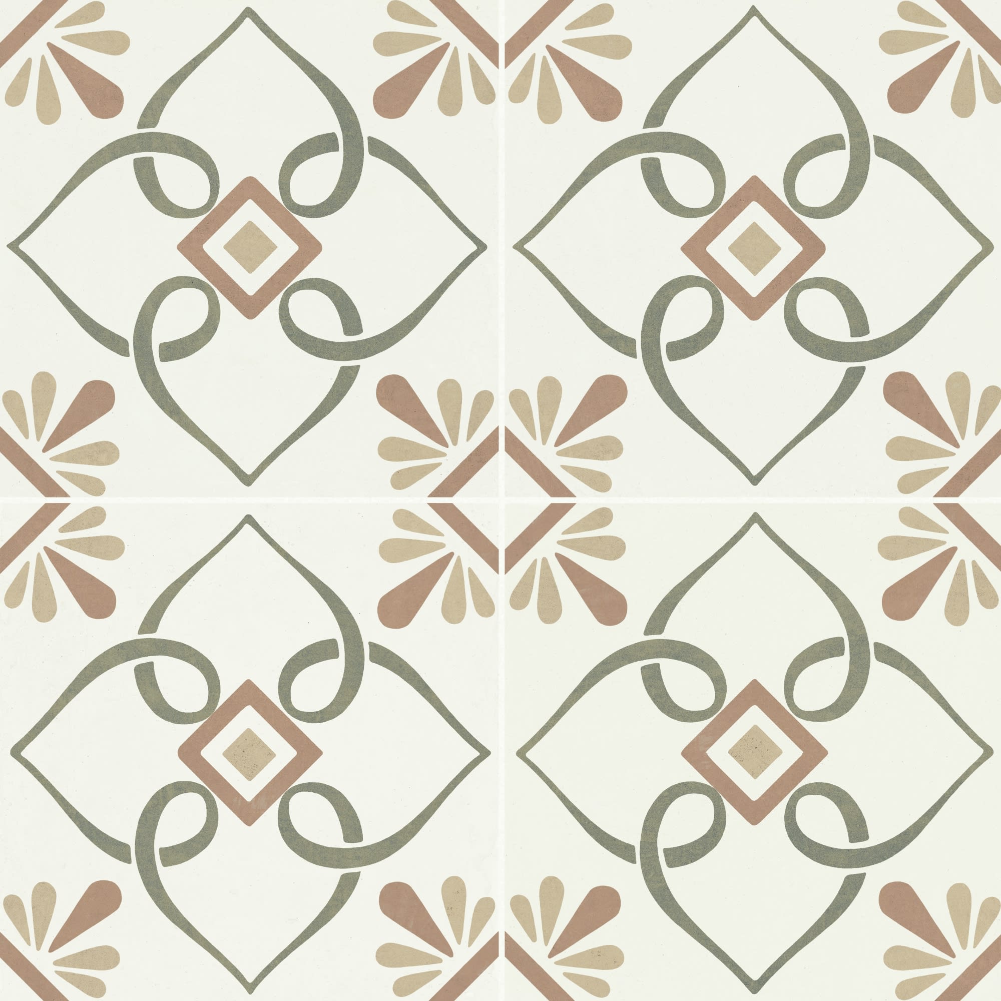 Carrelage effet Carreau ciment Veliris Vert 22,3x22,3x0,9 cm Proviel - Sol et mur intérieur